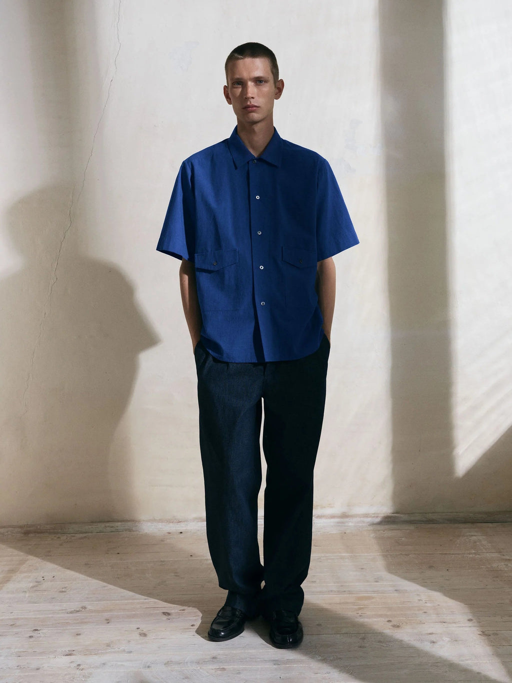 JAN MACHENHAUER Zane Shirt Fil-a-fil Cornflower Blue