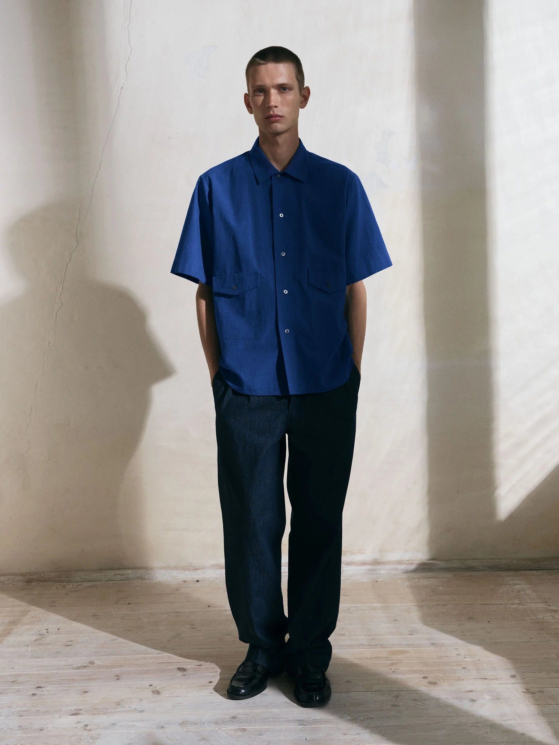 JAN MACHENHAUER Zane Shirt Fil-a-fil Cornflower Blue
