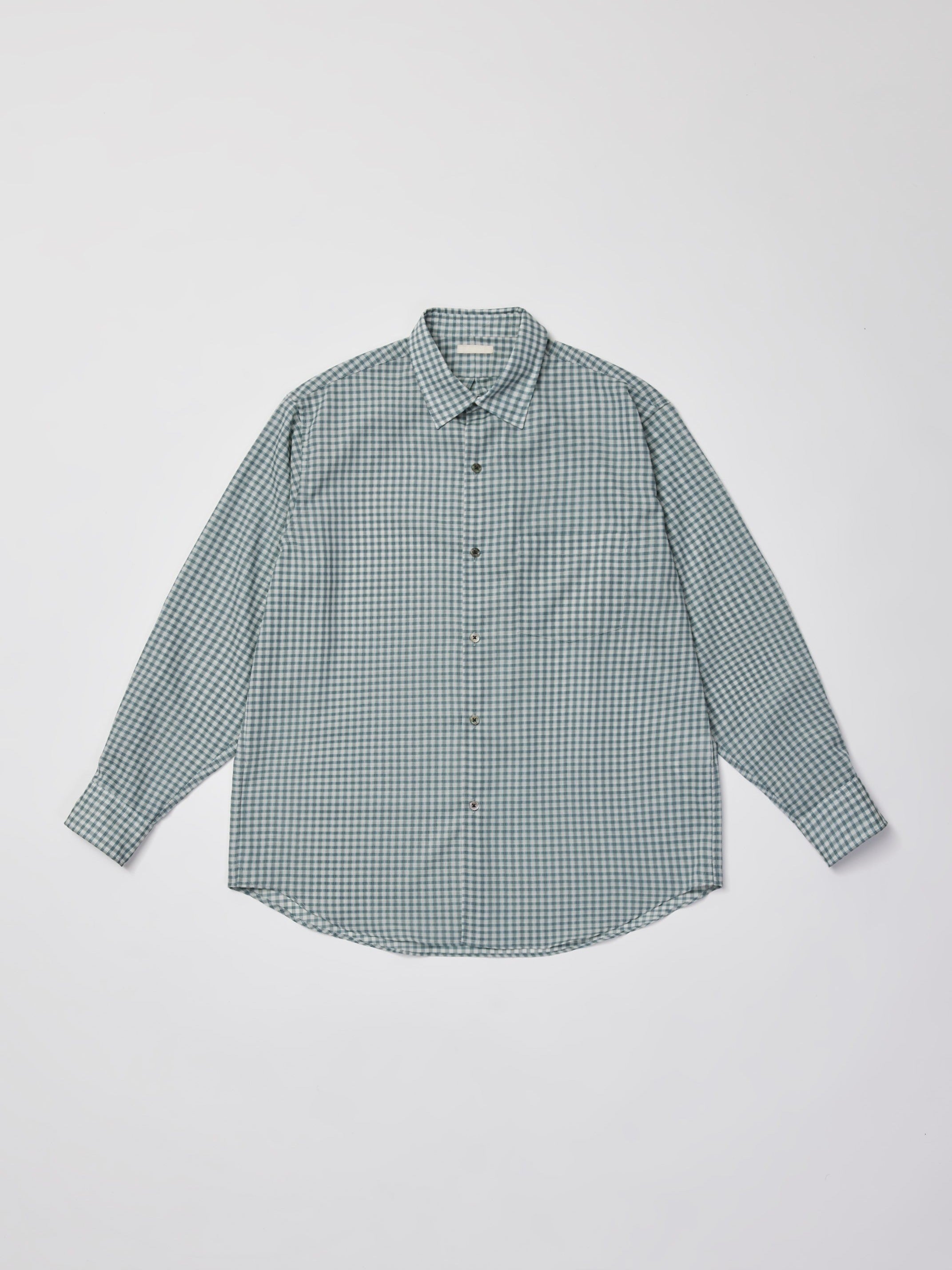 ULTERIOR SUPER LIGHT WOOL CHECK SHIRT GREEN GREY