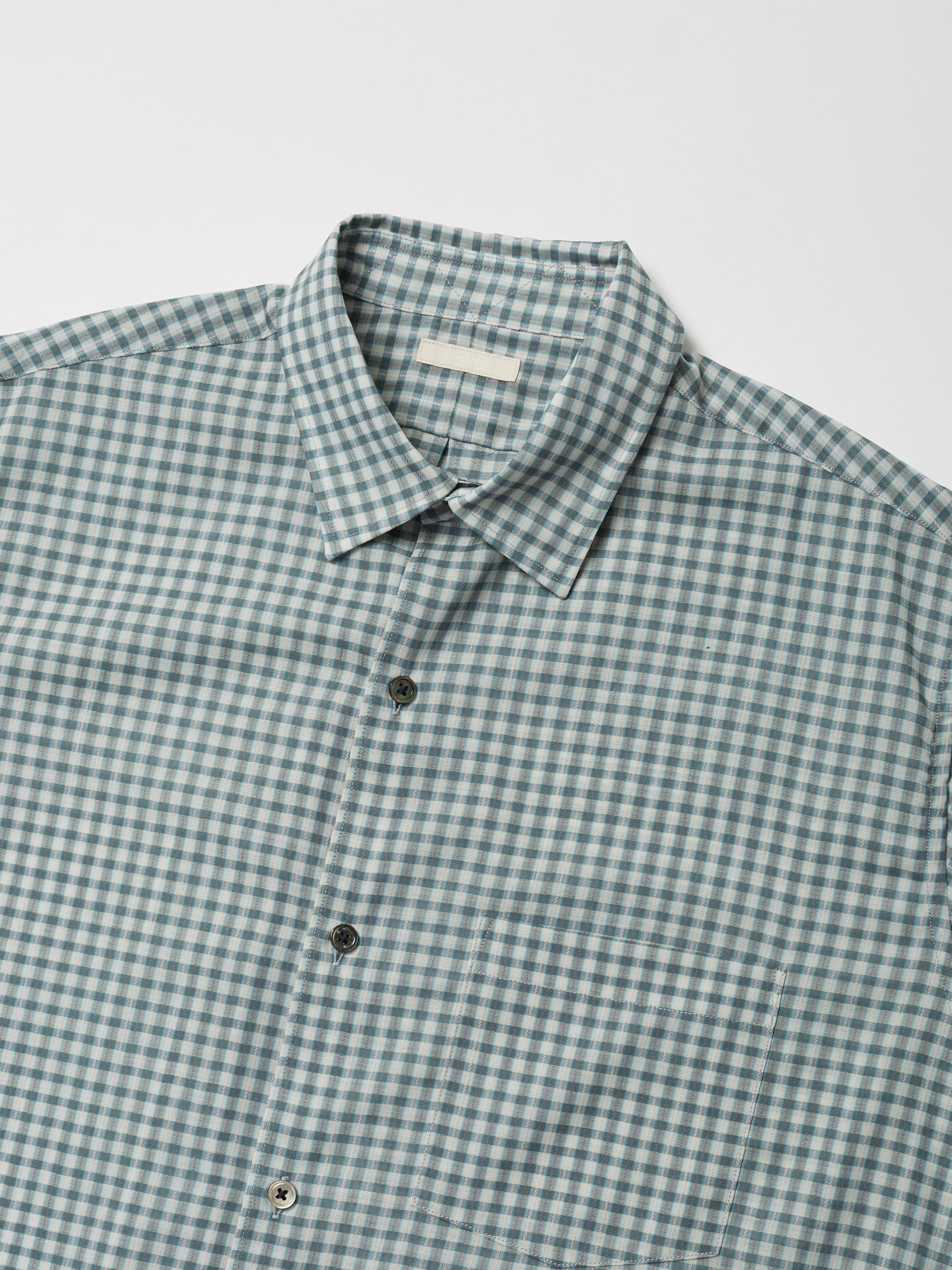 ULTERIOR SUPER LIGHT WOOL CHECK SHIRT GREEN GREY