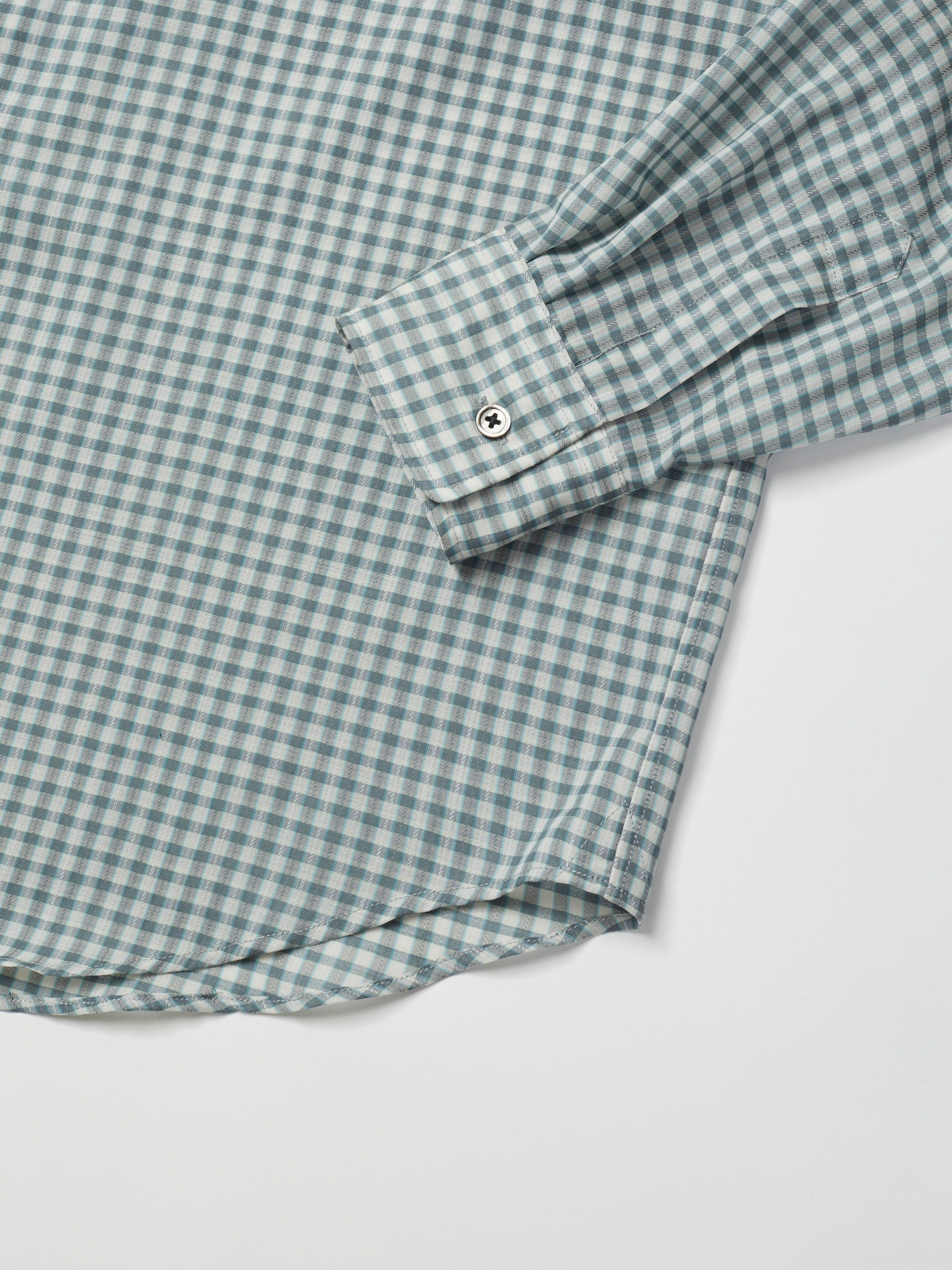 ULTERIOR SUPER LIGHT WOOL CHECK SHIRT GREEN GREY