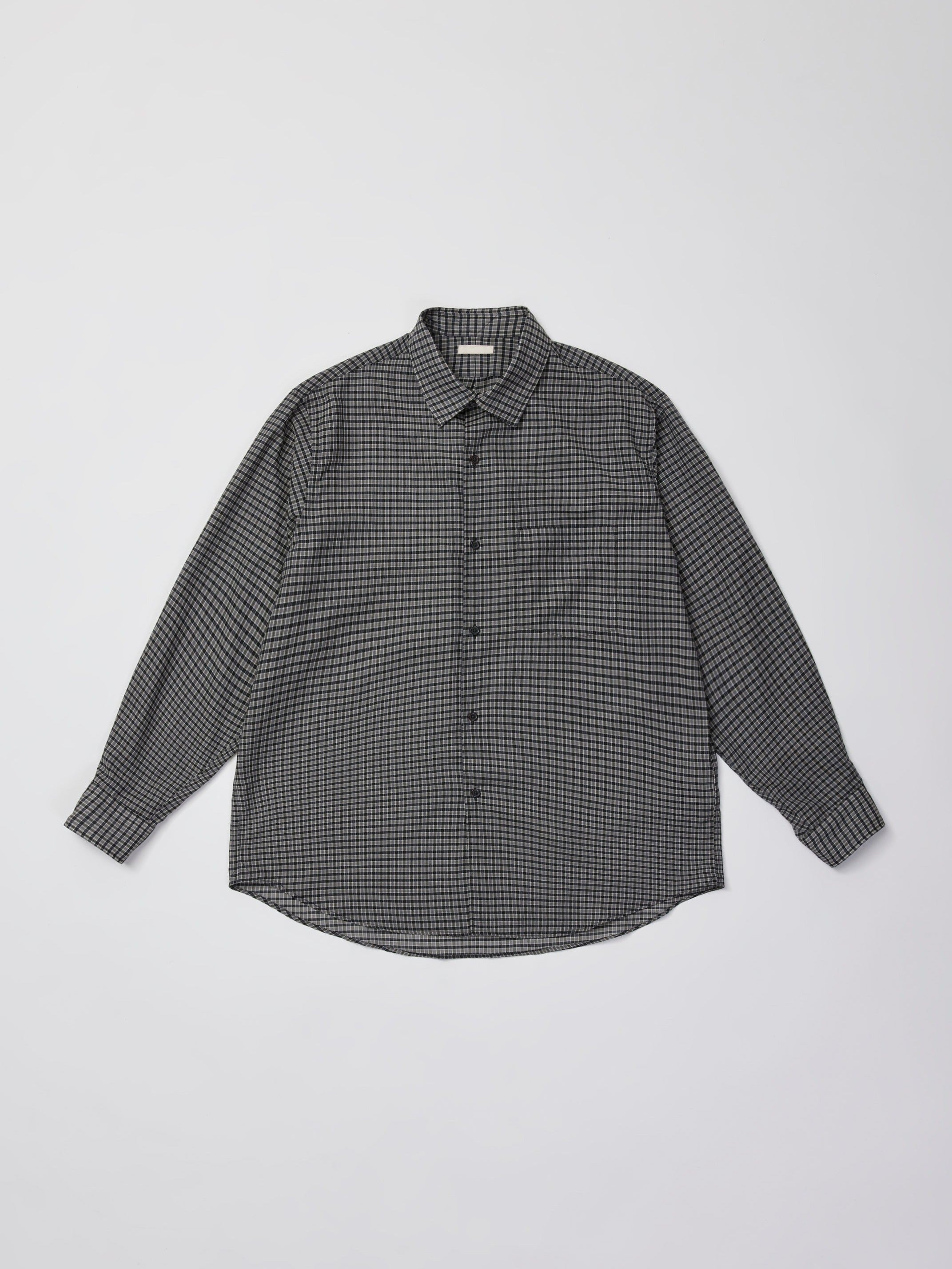 ULTERIOR SUPER LIGHT WOOL CHECK SHIRT BLACK GREY
