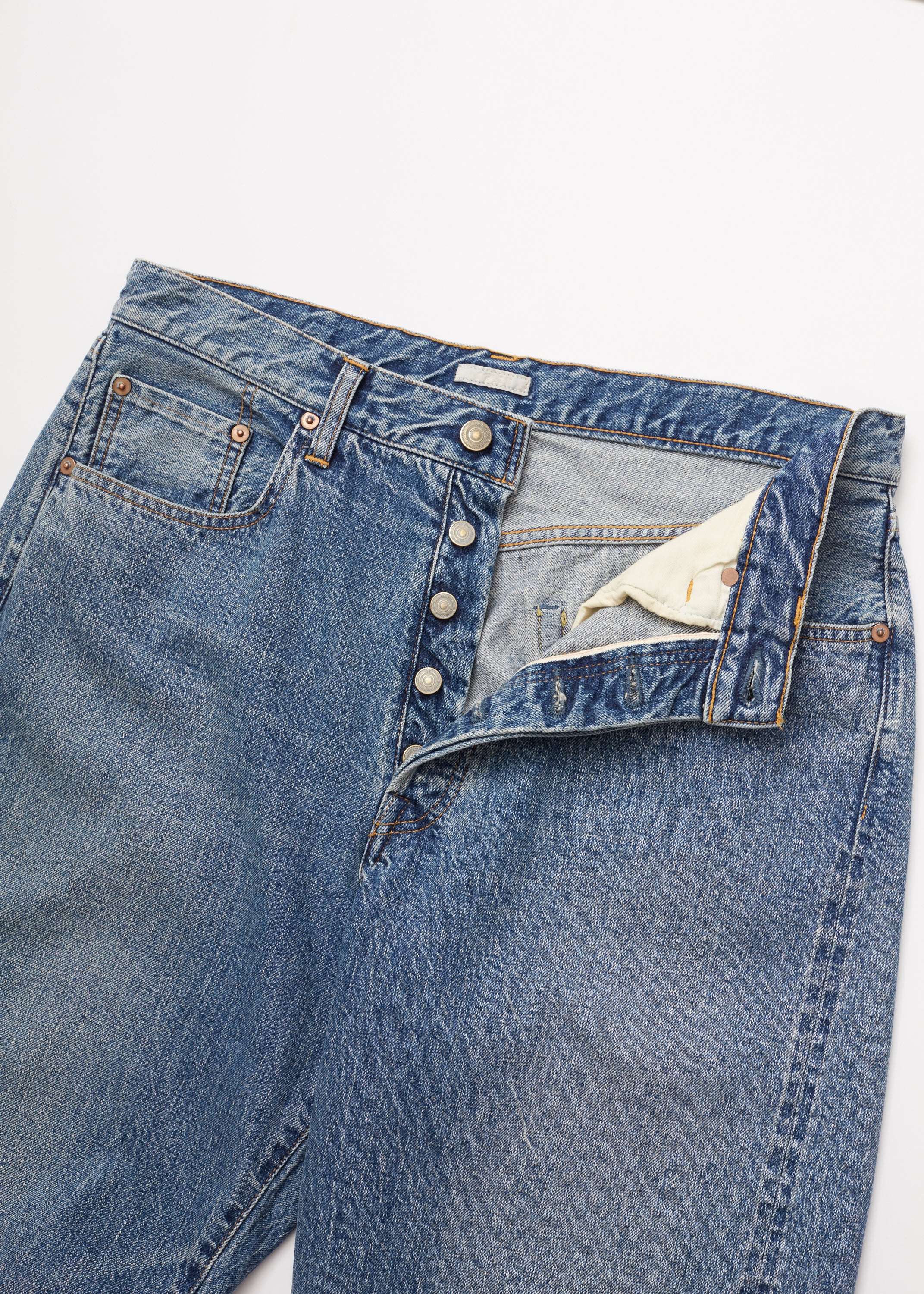 ULTERIOR VINTAGE WASHED SELVEDGE DENIM 5P PANTS FADED BLUE