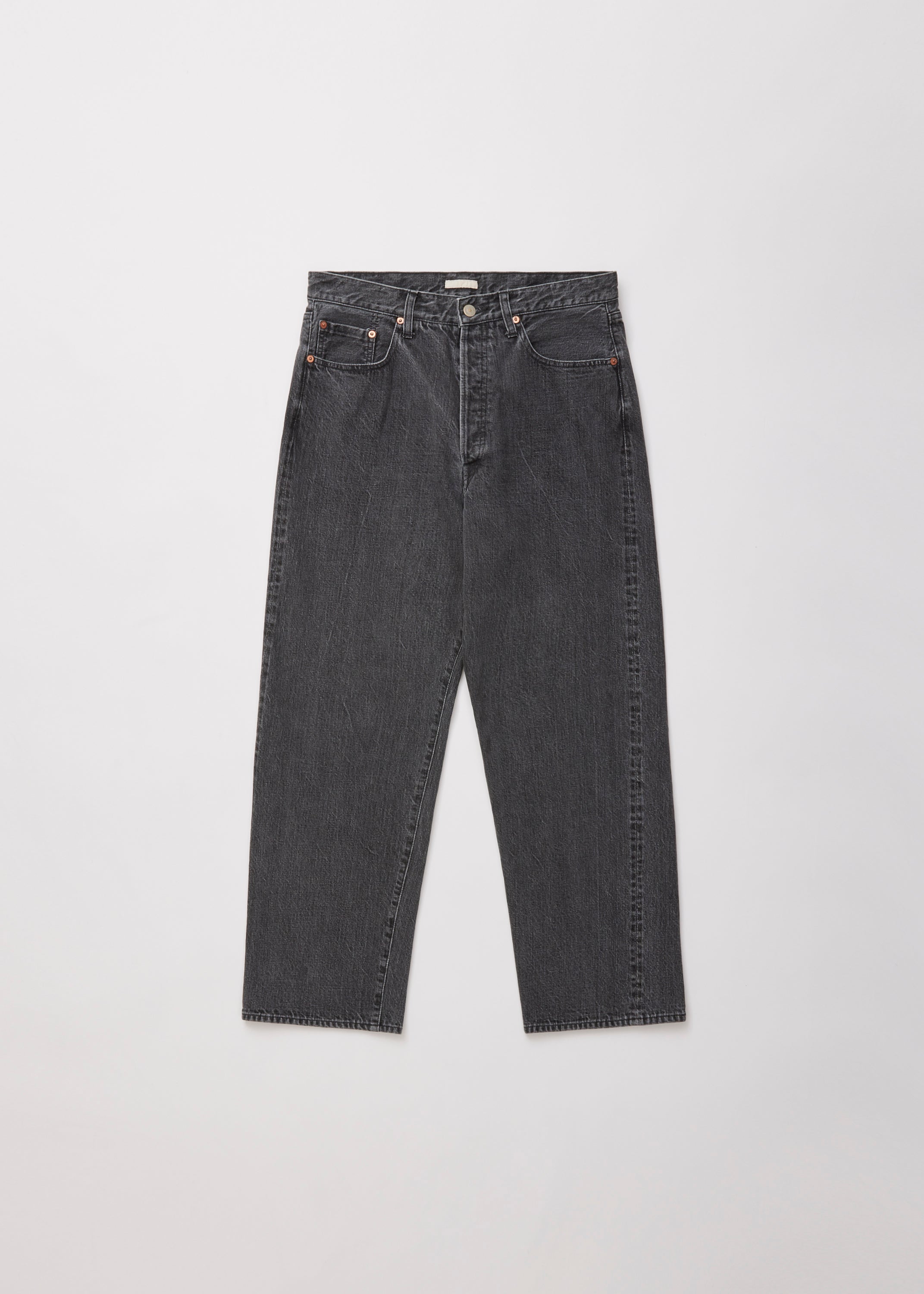 ULTERIOR WASHED SELVEDGE BLACK DENIM 5P PANTS USED GREY