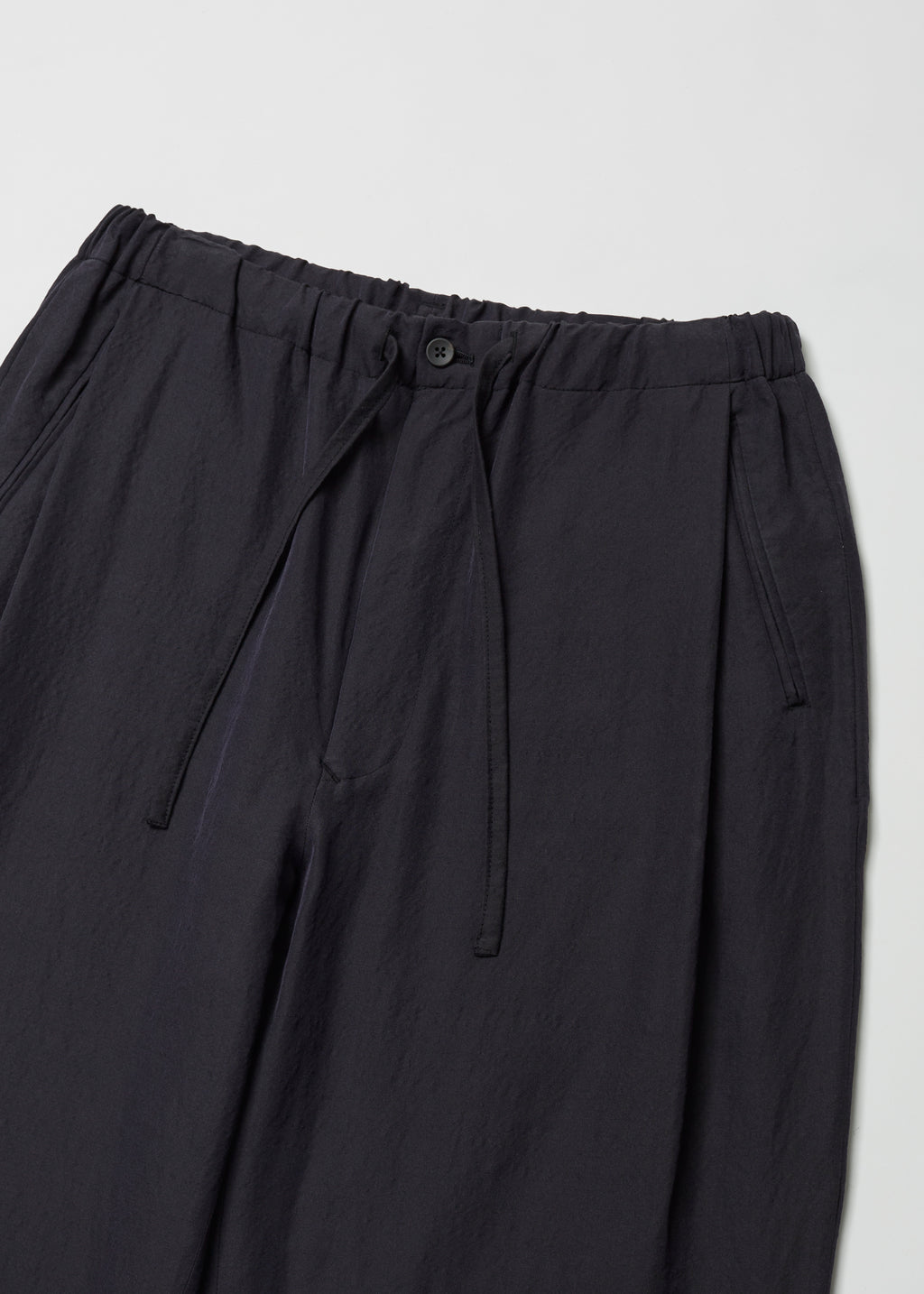 ULTERIOR WASHED WOOL SILK TWILL DRAWSTRING PANTS FRENCH NAVY