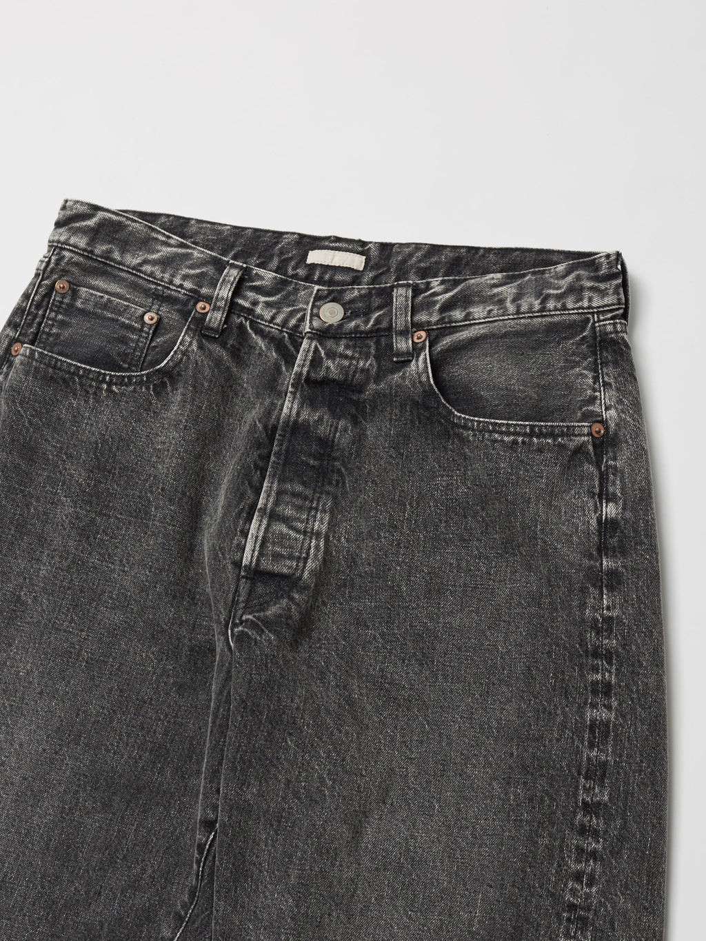 ULTERIOR VINTAGE WASHED SELVEDGE BLACK DENIM 5P PANTS