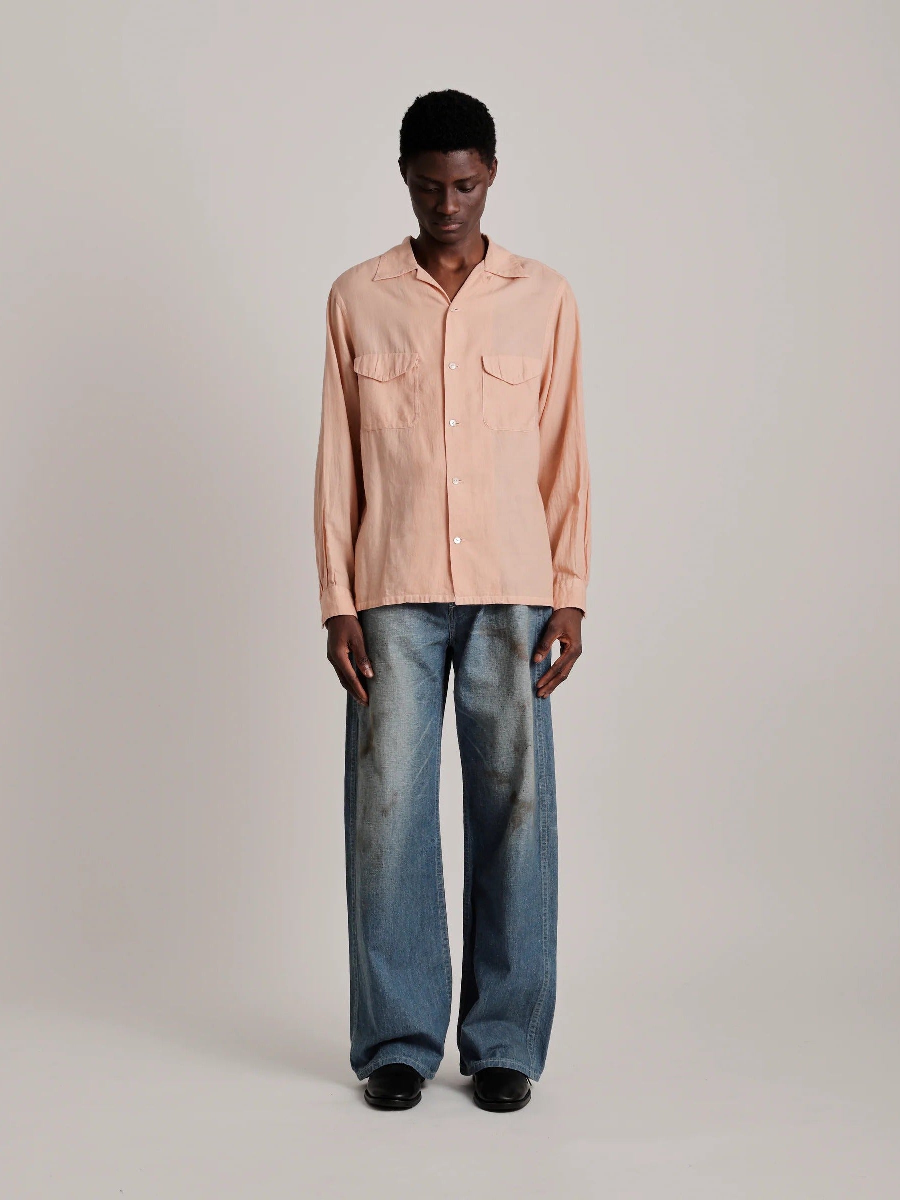 TAIGA TAKAHASHI LOT.101 OPEN COLLAR SHIRT SAKURA