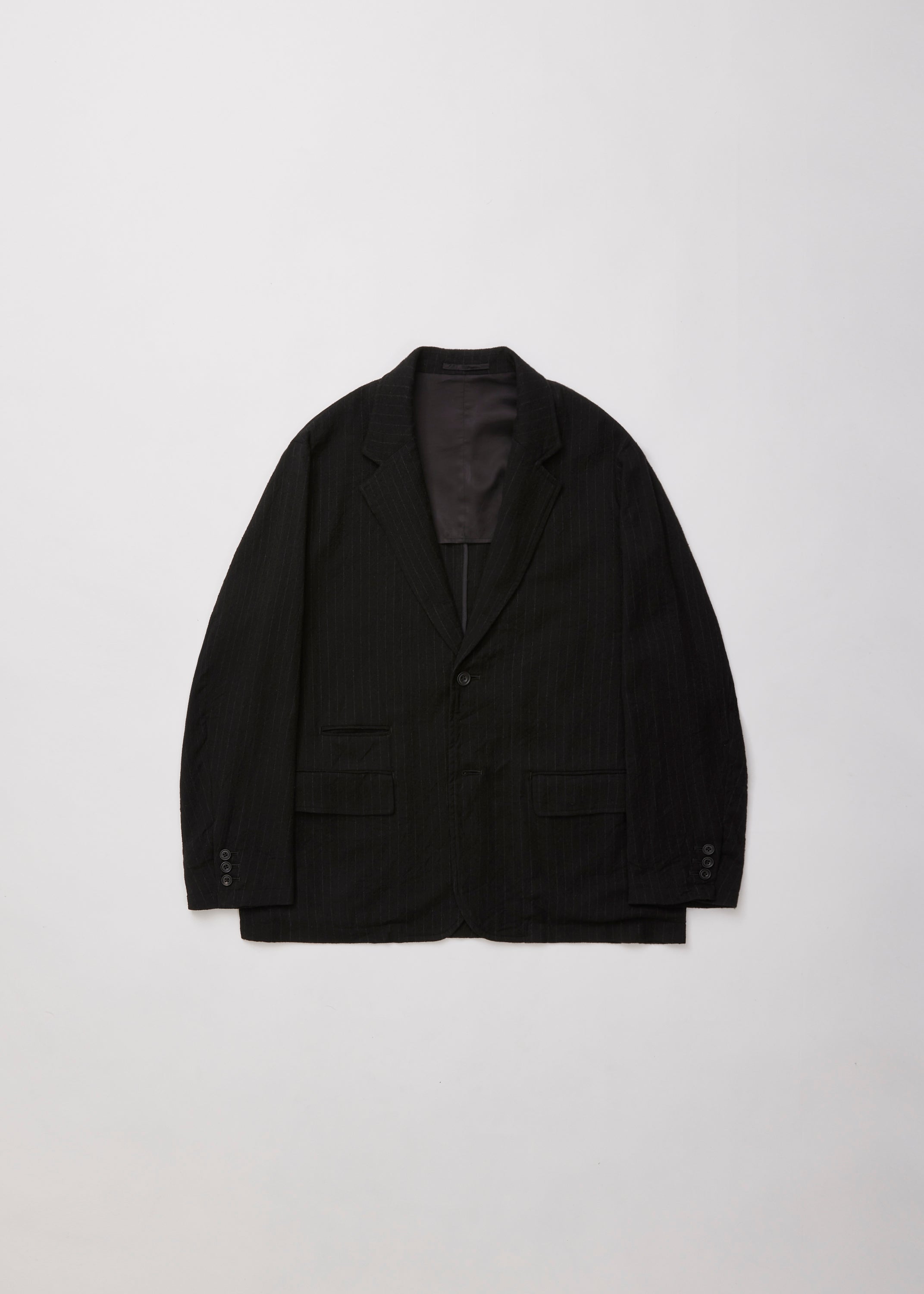 ULTERIOR WASHED WOOL SILK STRIPE 2B JKT BLACK