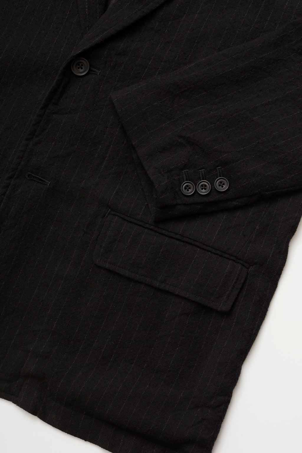 ULTERIOR WASHED WOOL SILK STRIPE 2B JKT BLACK