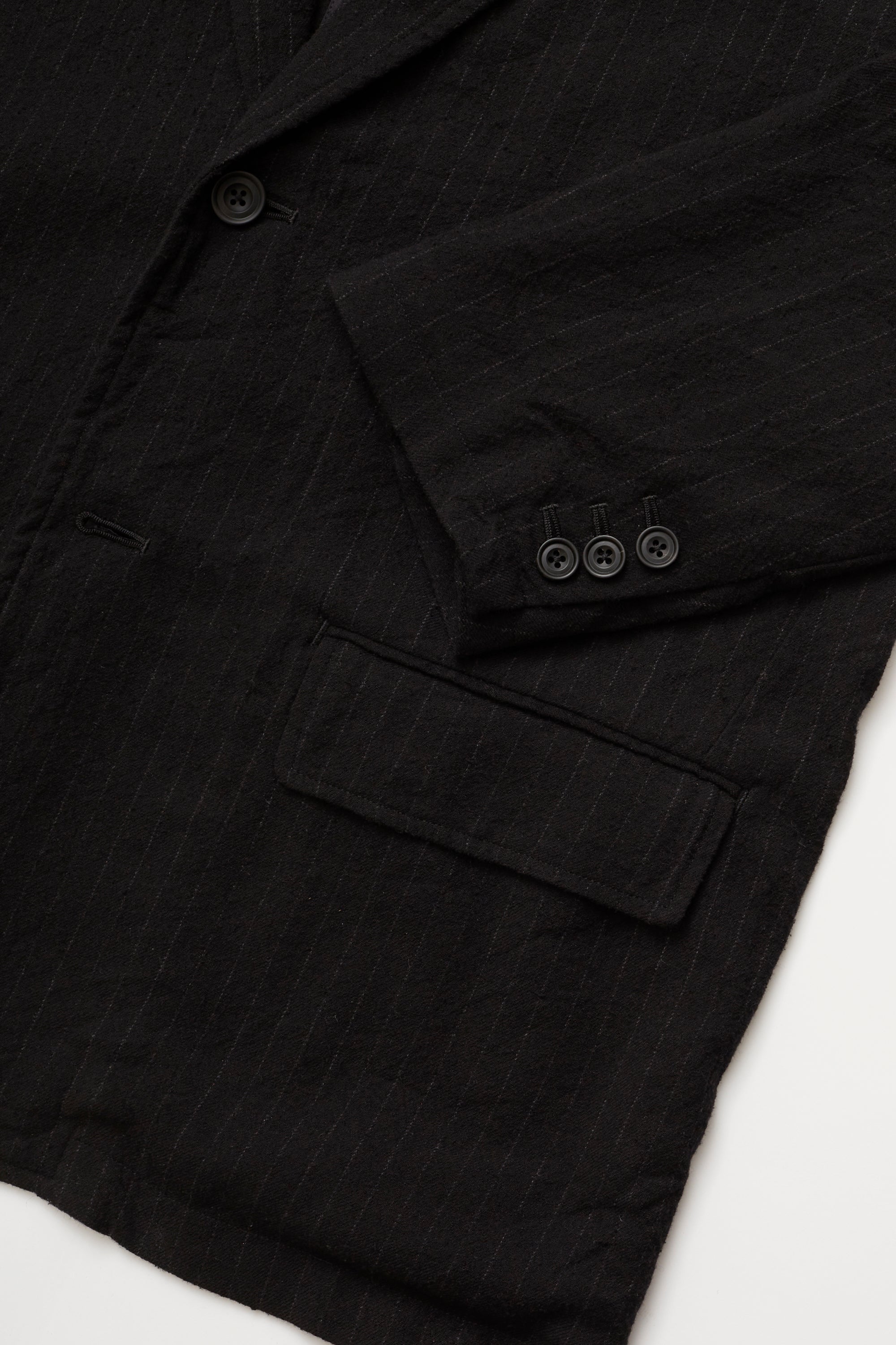 ULTERIOR WASHED WOOL SILK STRIPE 2B JKT BLACK