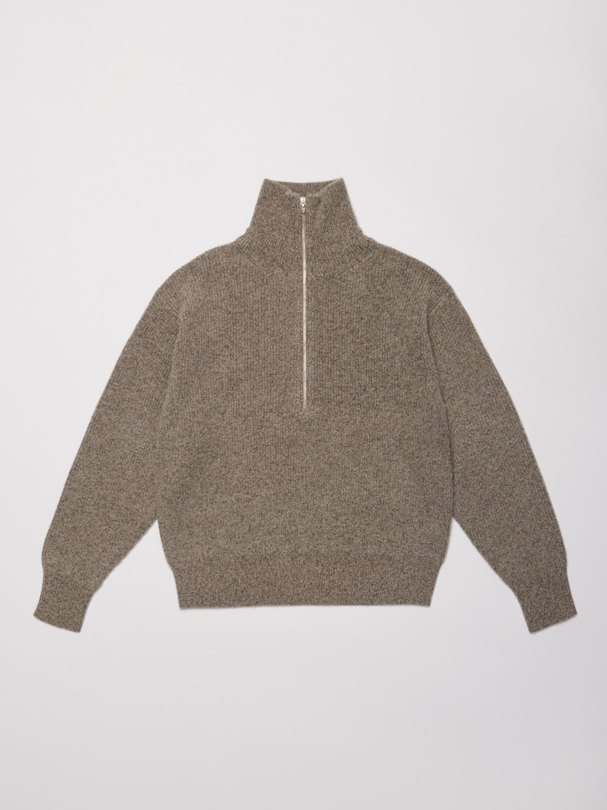 ULTERIOR W/C MELANGE RIB HALF ZIP KNIT GREIGE