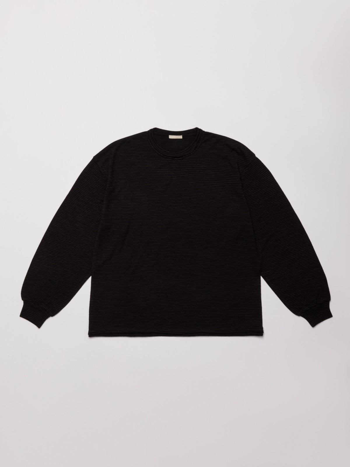 ULTERIOR SUPER FINE WOOL COTTON CUT-OFF P/O (BORDER STRIPE )  BROWN/BLACK