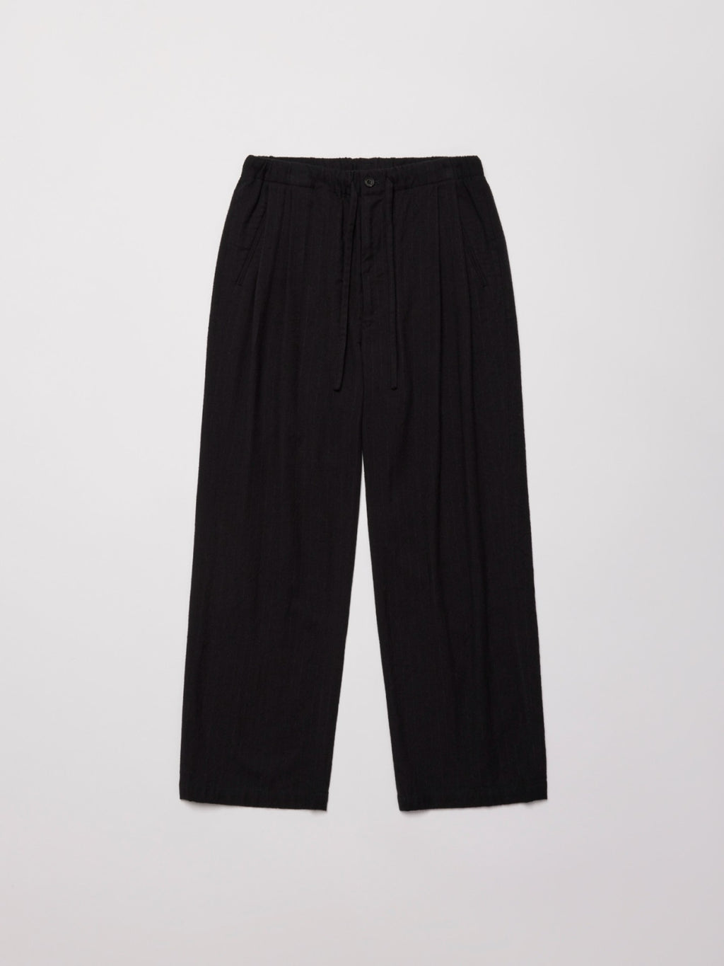 ULTERIOR WASHED W/S STRIPE DRAWSTRING WIDE PANTS BLACK