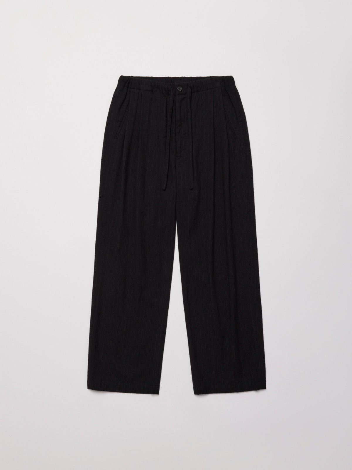 ULTERIOR WASHED W/S STRIPE DRAWSTRING WIDE PANTS BLACK