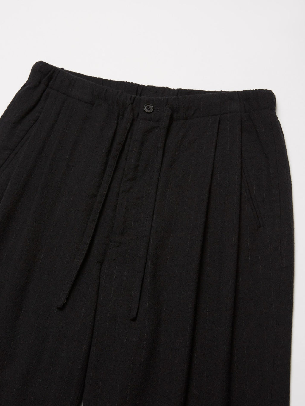 ULTERIOR WASHED W/S STRIPE DRAWSTRING WIDE PANTS BLACK