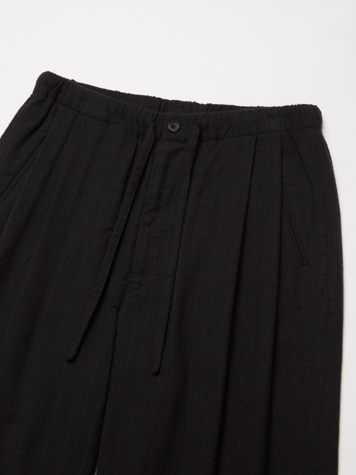 ULTERIOR WASHED W/S STRIPE DRAWSTRING WIDE PANTS BLACK
