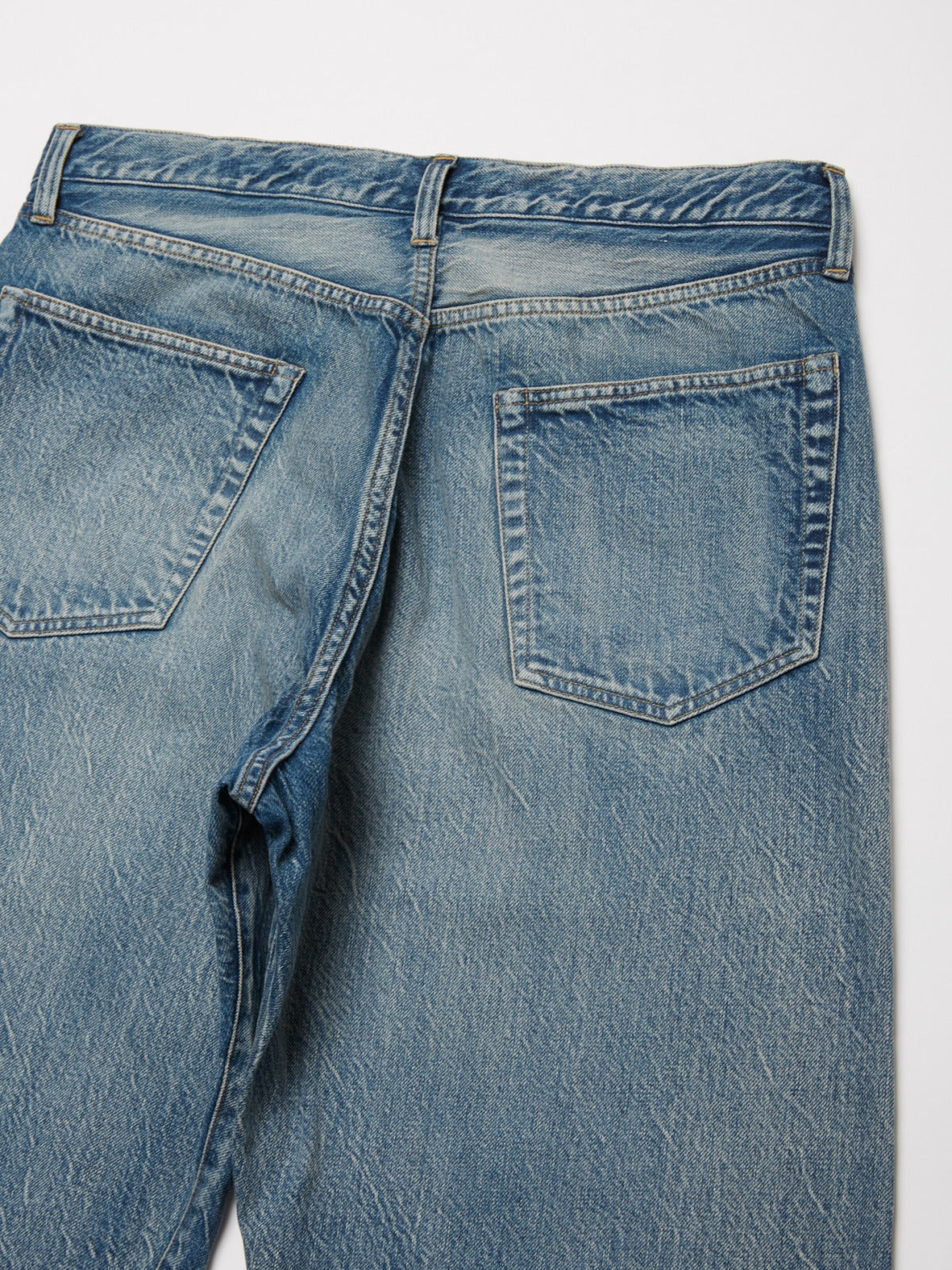 ULTERIOR VINTAGE WASHED SELVEDGE DENIM 5P PANTS FADED BLUE