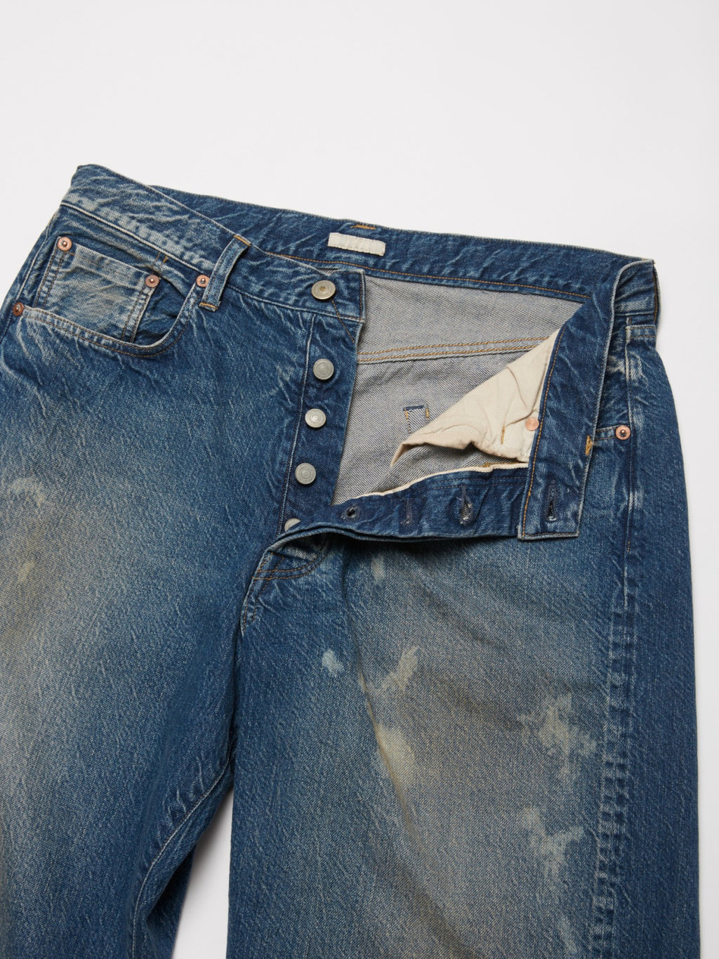 ULTERIOR AGING WASHED SELVEDGE DENIM 5P PANTS FADED BLUE