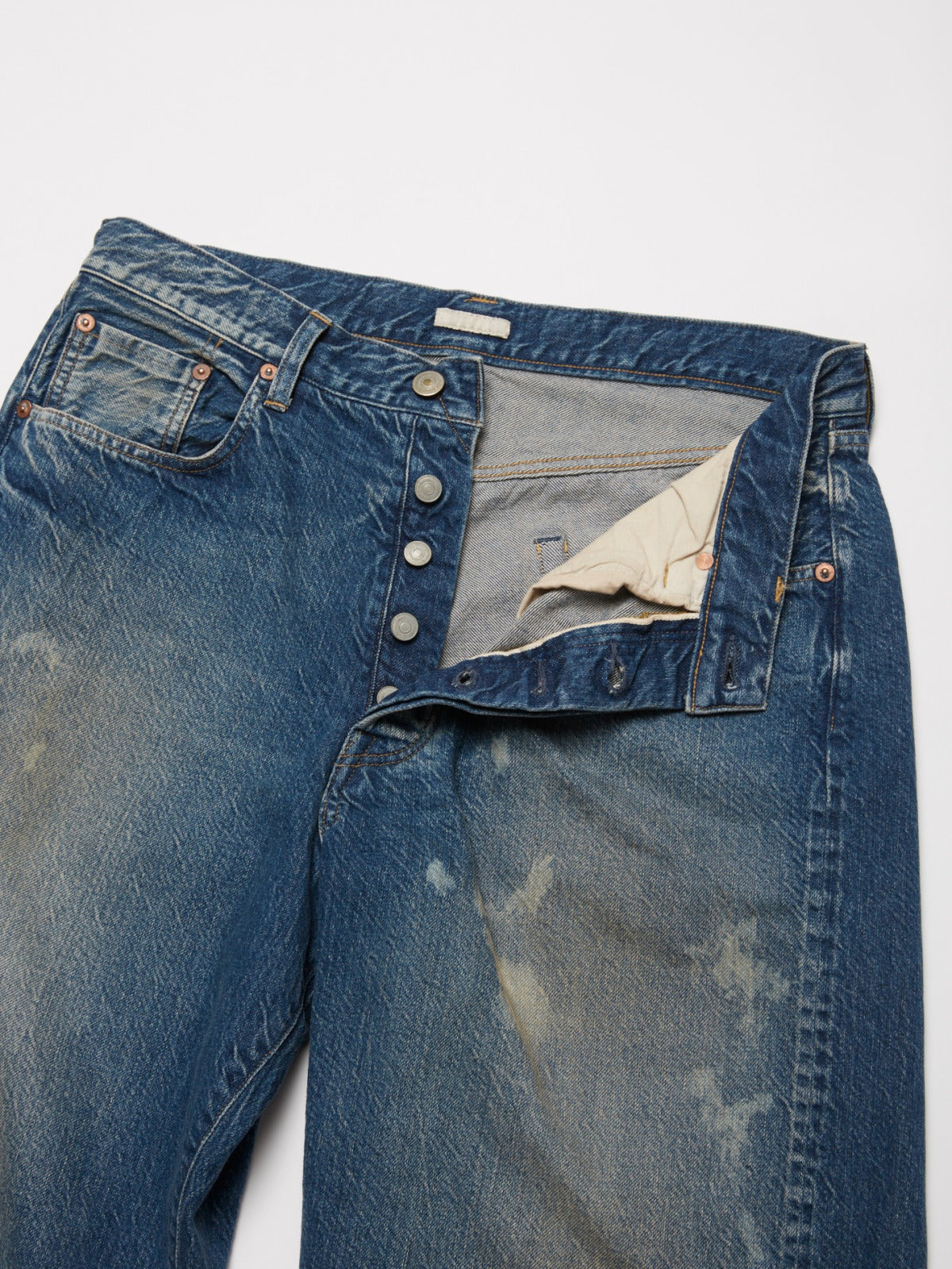 ULTERIOR AGING WASHED SELVEDGE DENIM 5P PANTS FADED BLUE