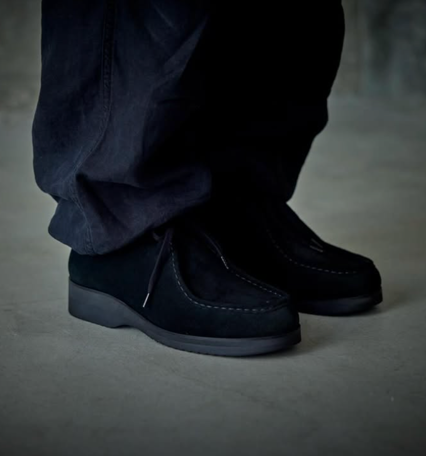 FOOTWORKS TYROLEAN SHOES SUEDE LEATHER BLACK (MID-CUT)