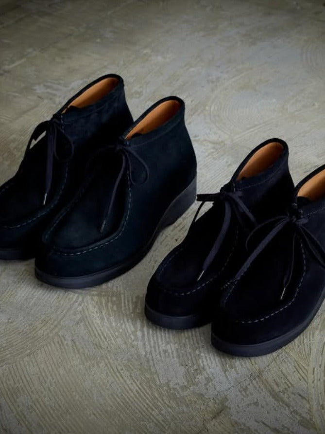 FOOTWORKS TYROLEAN SHOES SUEDE LEATHER BLACK (MID-CUT)