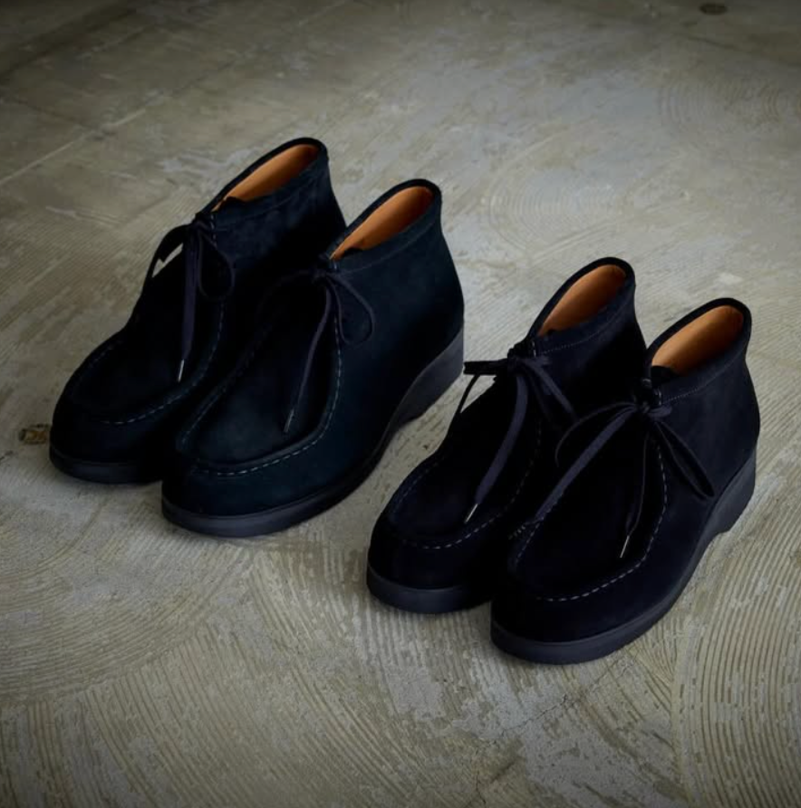 FOOTWORKS TYROLEAN SHOES SUEDE LEATHER BLACK (MID-CUT)