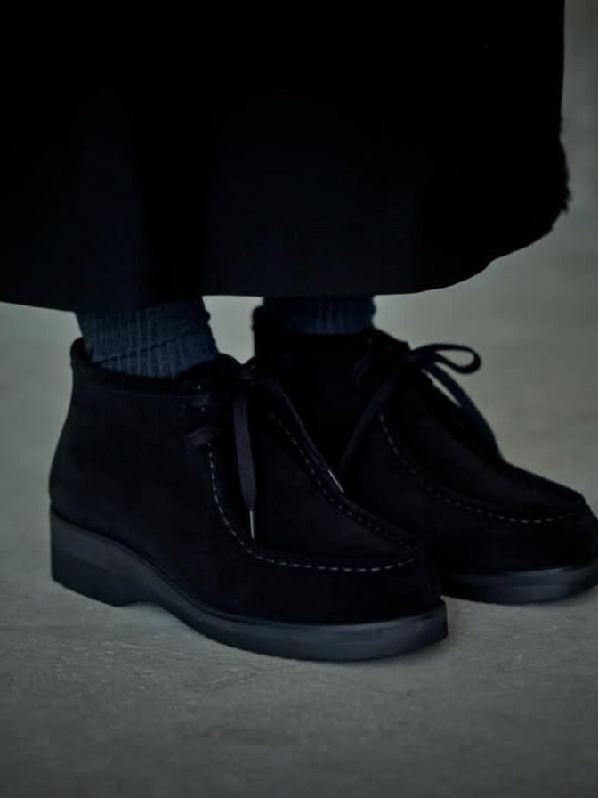 FOOTWORKS TYROLEAN SHOES SUEDE LEATHER BLACK (MID-CUT)