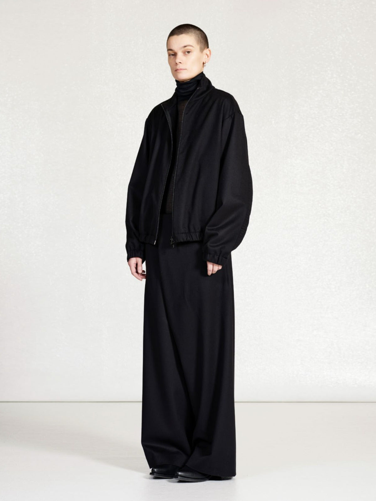 GABRIELA COLL GARMENTS NO.261 HEAVY WOOL ZIPPER JACKET BLACK