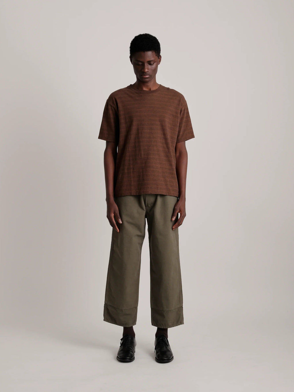 TAIGA TAKAHASHI LOT.617 BORDER TEE SHIRT BROWN