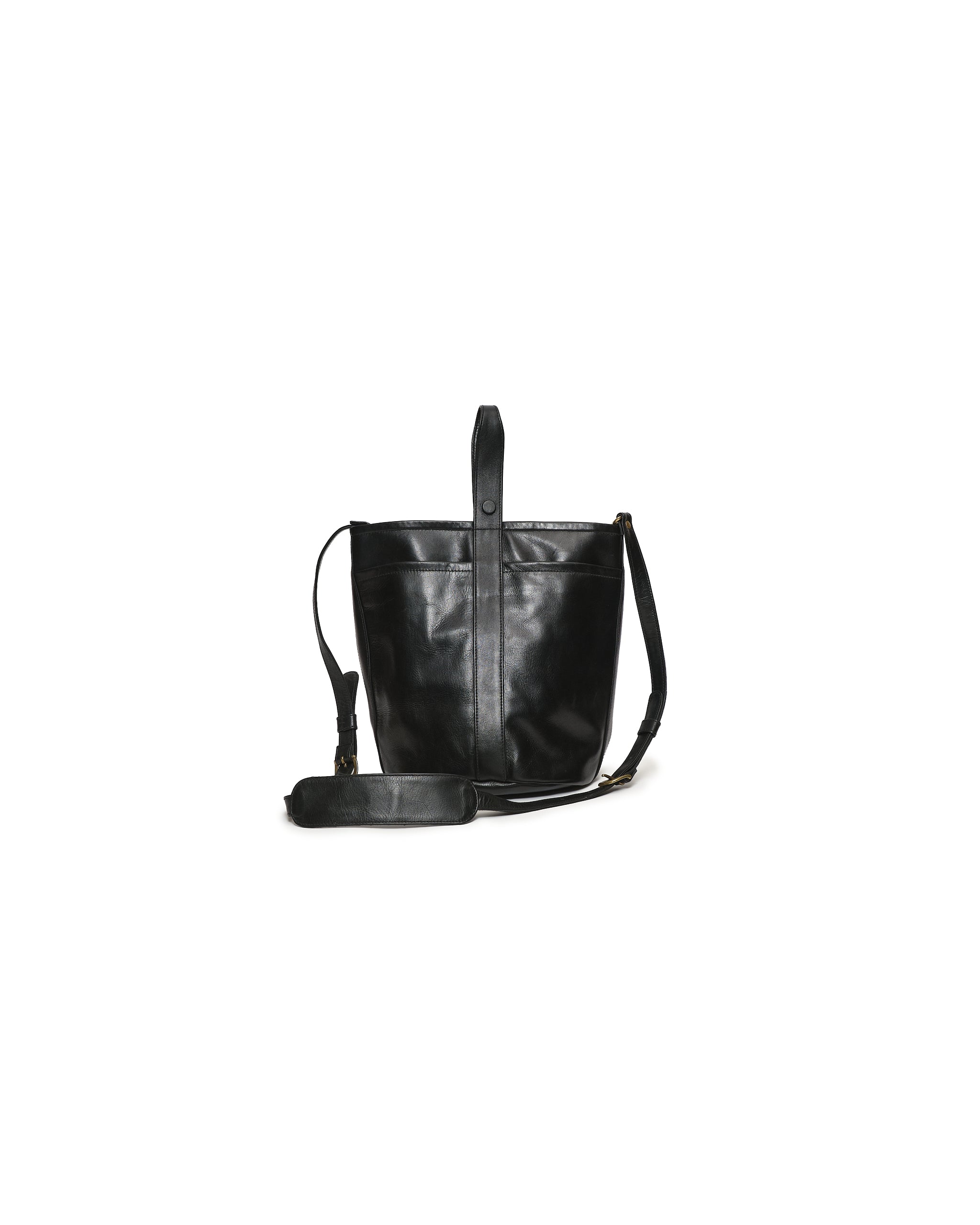 CCU LEATHER ONE SHOULDER TOTE M COW LEATHER BLACK