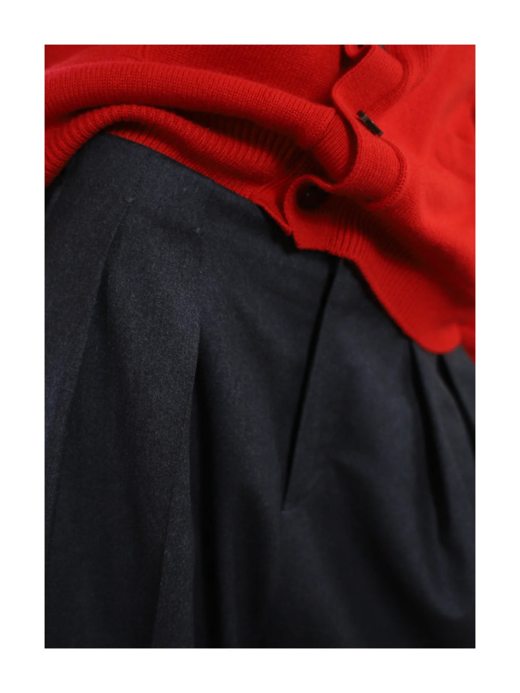 DECHAMPS DOUBLE PLEATED PANTS GRY FLANNEL WITHOUT BELTLOOP