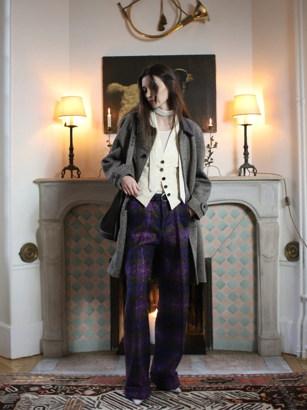 DECHAMPS HUNTER COAT ITALIAN TWEED GRAY