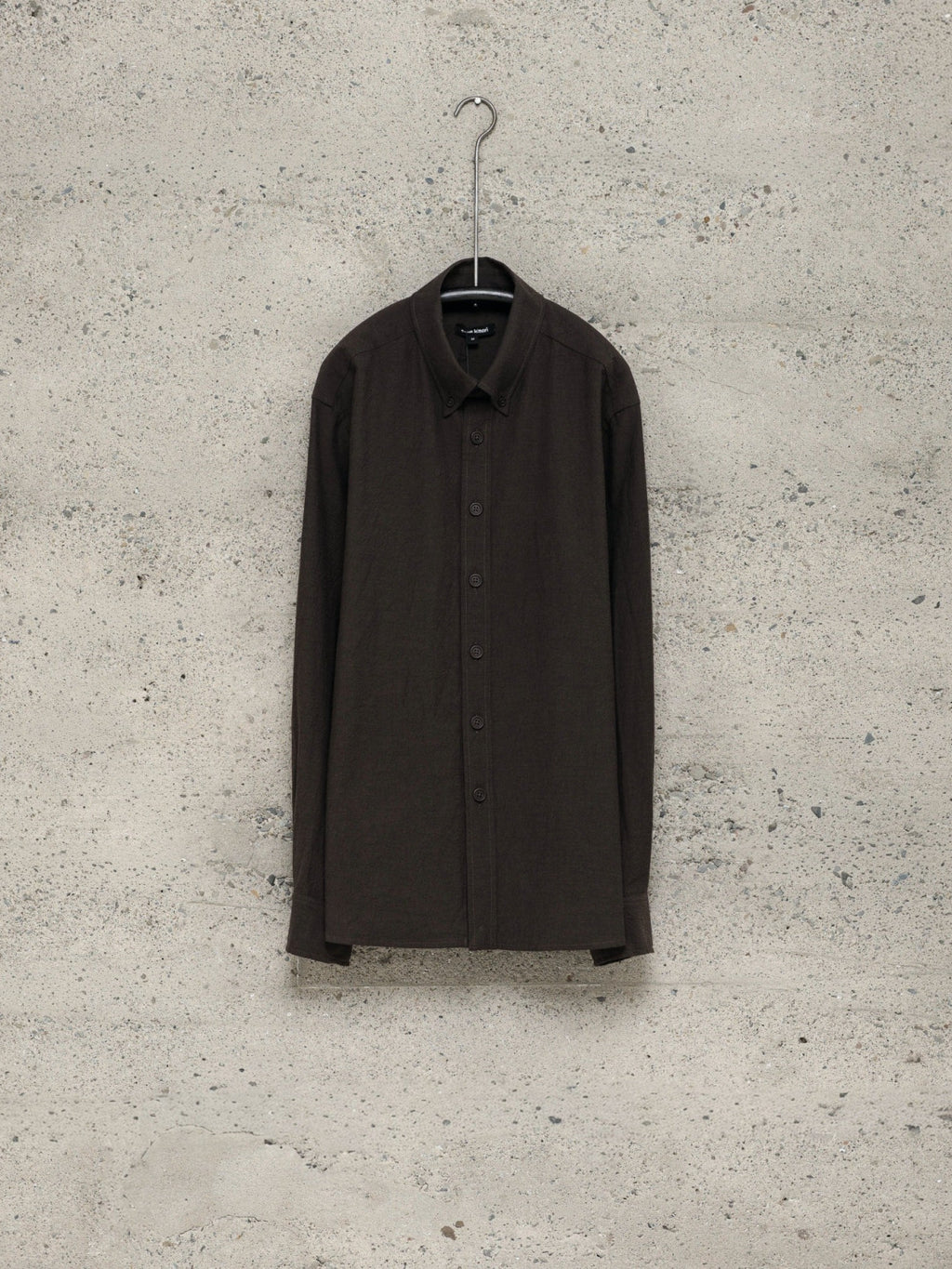 EVAN KINORI BUTTON DOWN COLLAR SHIRT YARN DYED COTTON YAK BROWN/BLACK