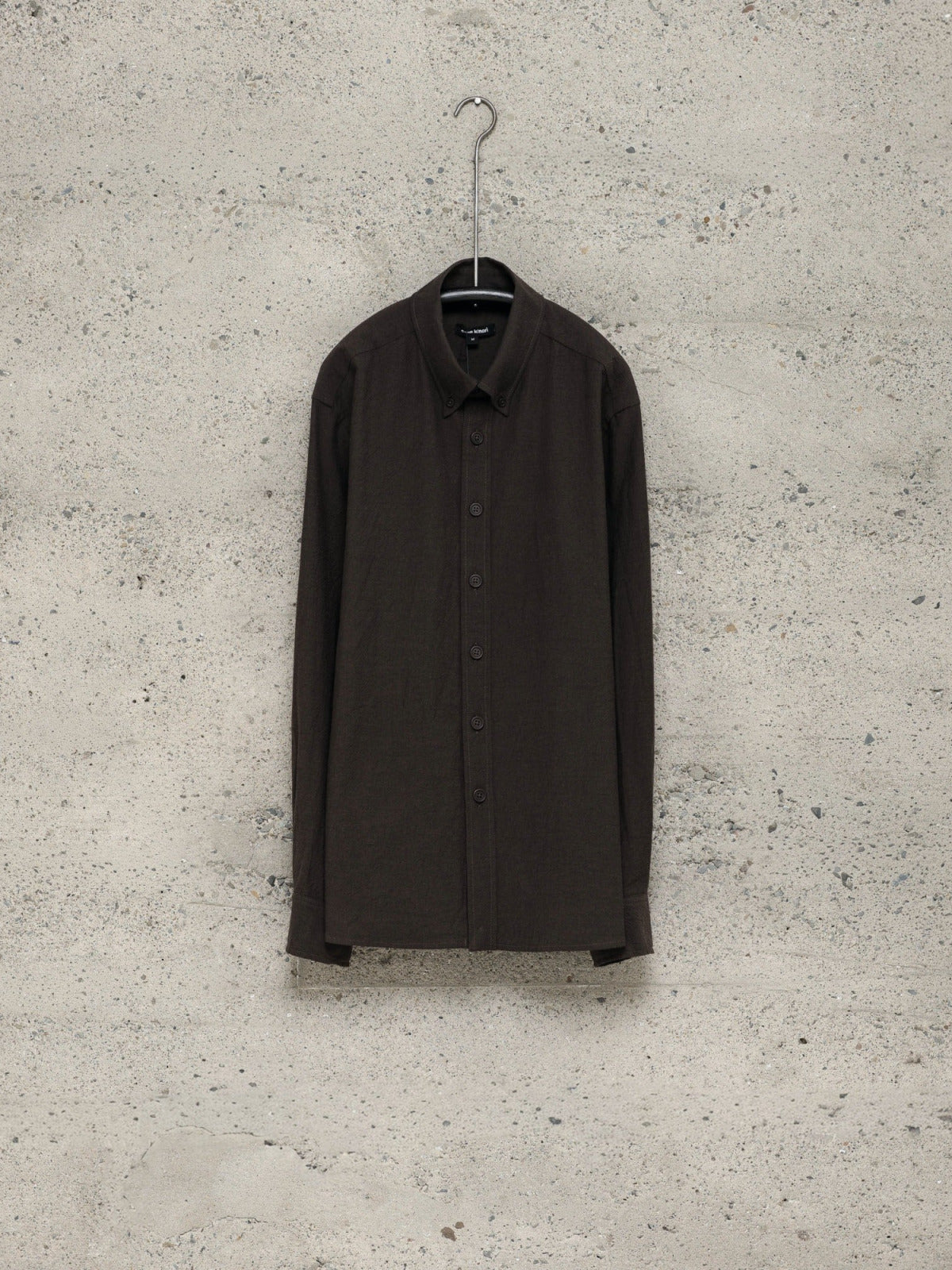 EVAN KINORI BUTTON DOWN COLLAR SHIRT YARN DYED COTTON YAK BROWN/BLACK