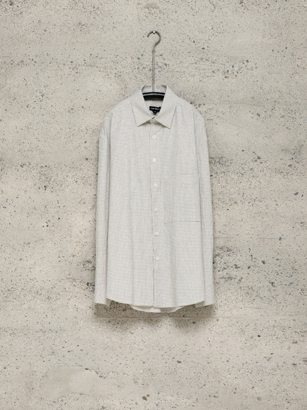 EVAN KINORI BIG SHIRT TWO COTTON GRIDCLOTH NATURAL/BLACK