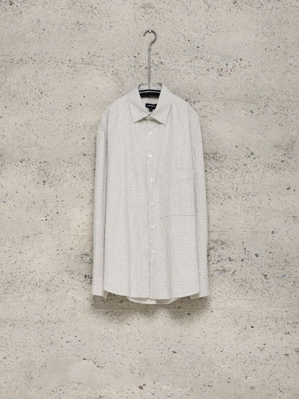EVAN KINORI BIG SHIRT TWO COTTON GRIDCLOTH NATURAL/BLACK