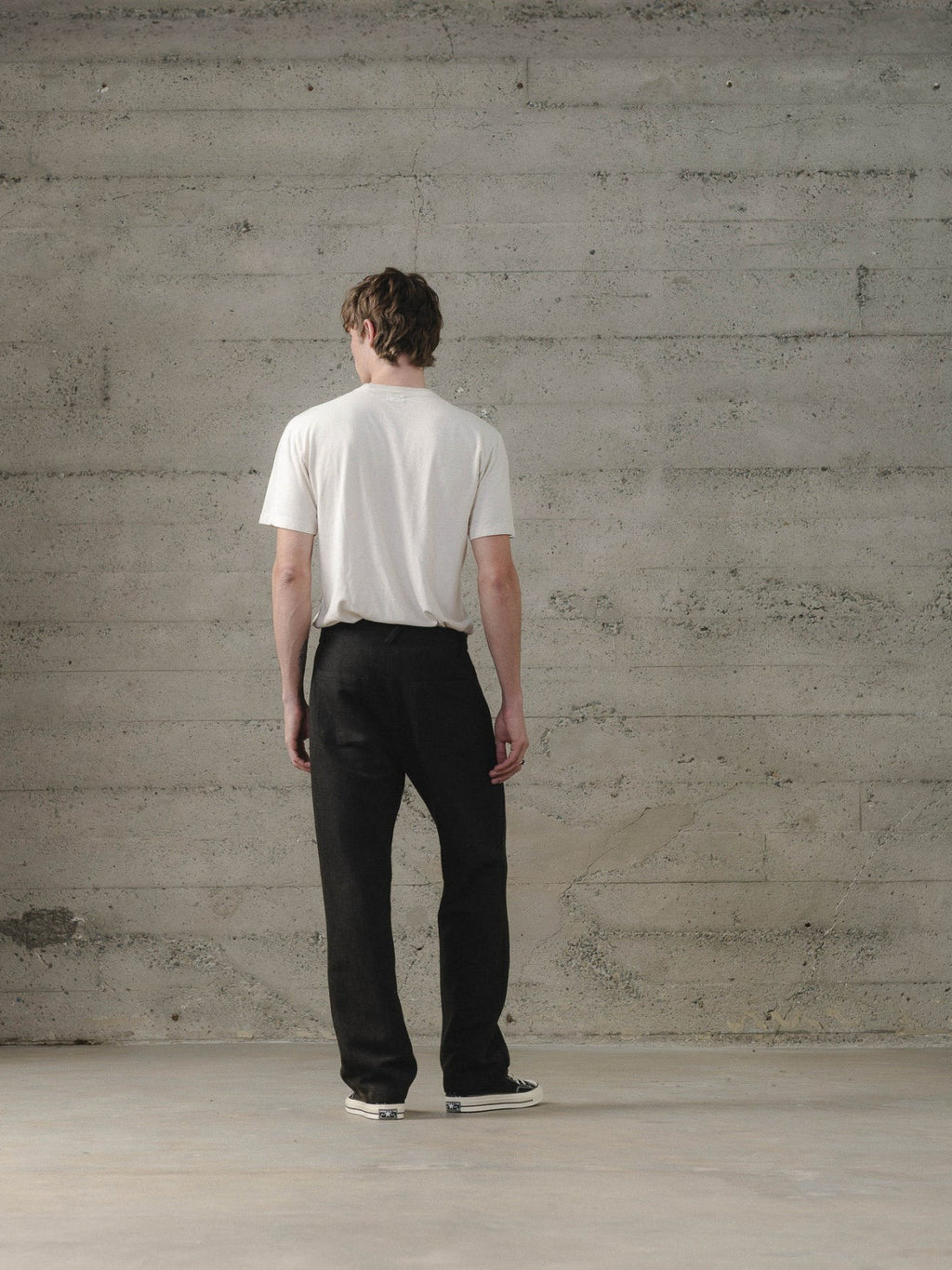 EVAN KINORI FOUR POCKET PANT WOOL LINEN HERRINGBONE BLACK/BROWN