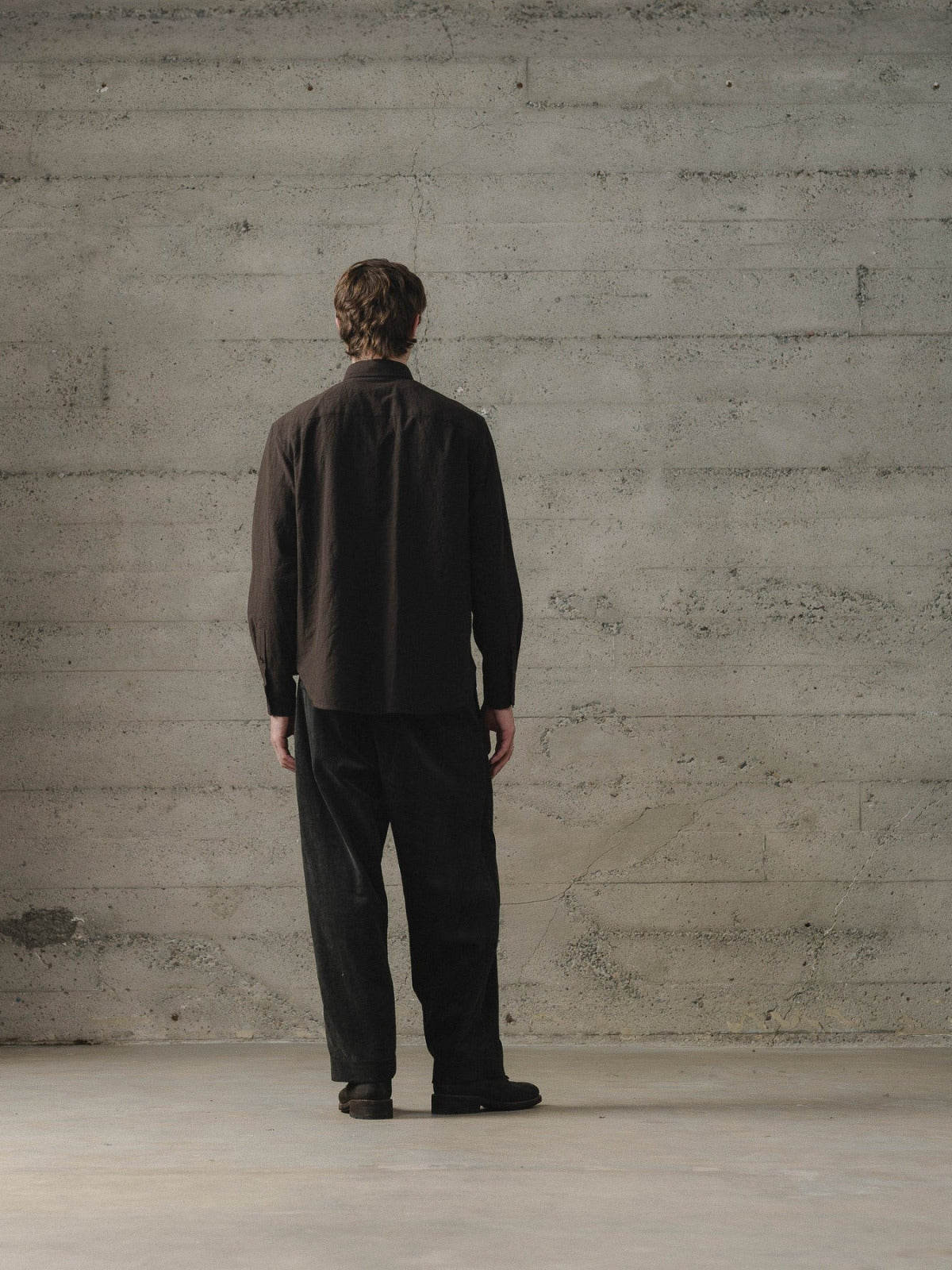 EVAN KINORI BUTTON DOWN COLLAR SHIRT YARN DYED COTTON YAK BROWN/BLACK