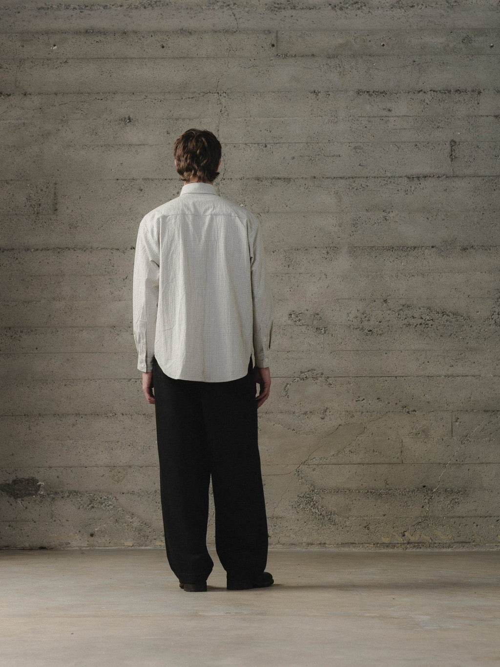 EVAN KINORI BIG SHIRT TWO COTTON GRIDCLOTH NATURAL/BLACK