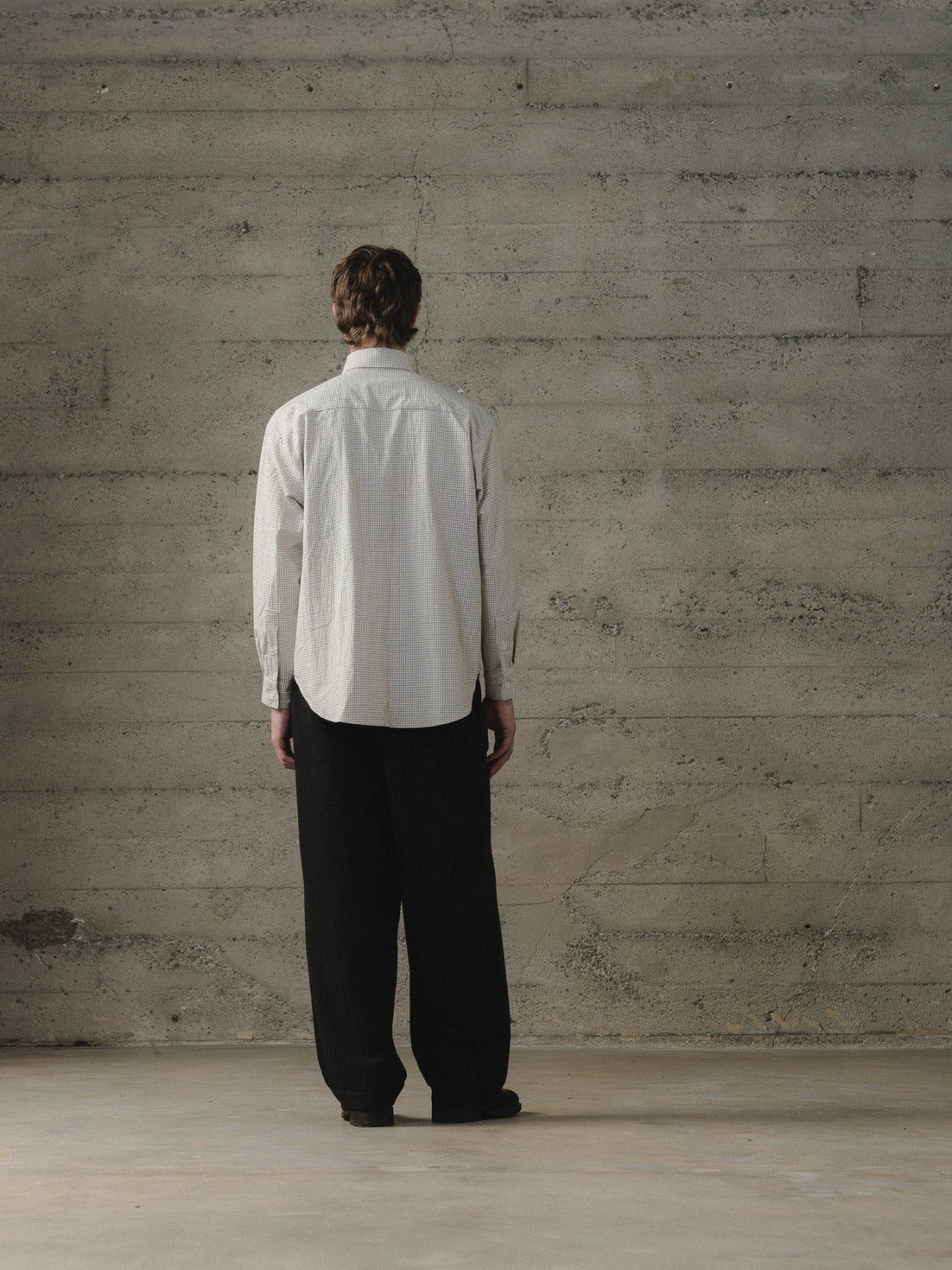 EVAN KINORI BIG SHIRT TWO COTTON GRIDCLOTH NATURAL/BLACK