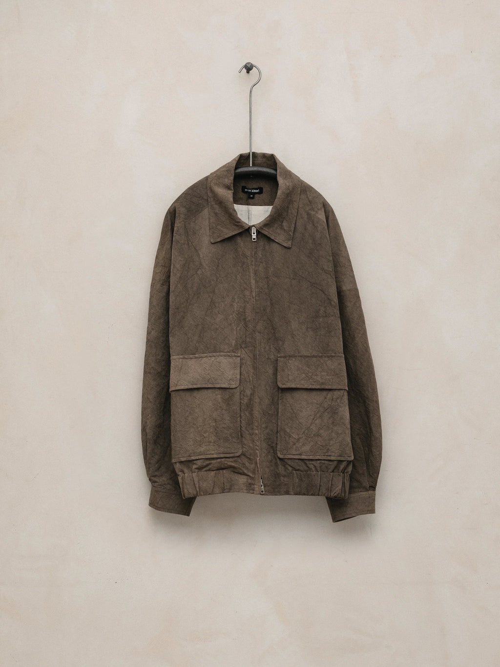 EVAN KINORI ZIP JACKET TWO NATURAL DYE TWILL BROWN