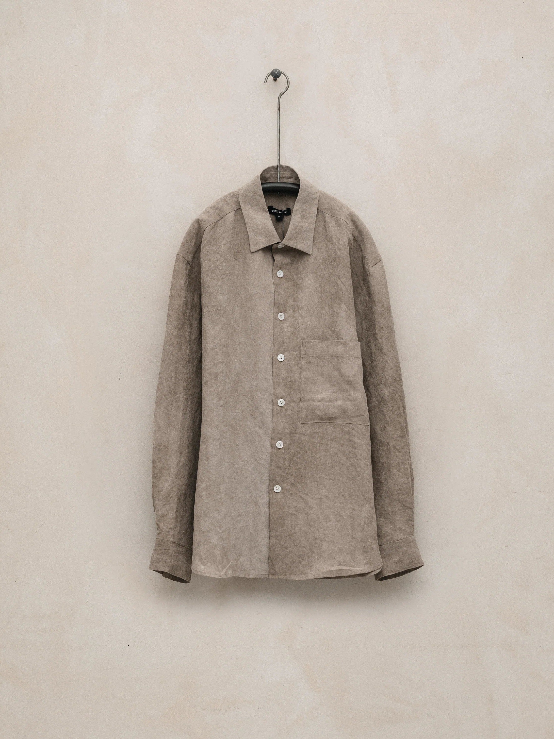 EVAN KINORI BIG SHIRT TWO COLD DYED HEMP DARK BEIGE
