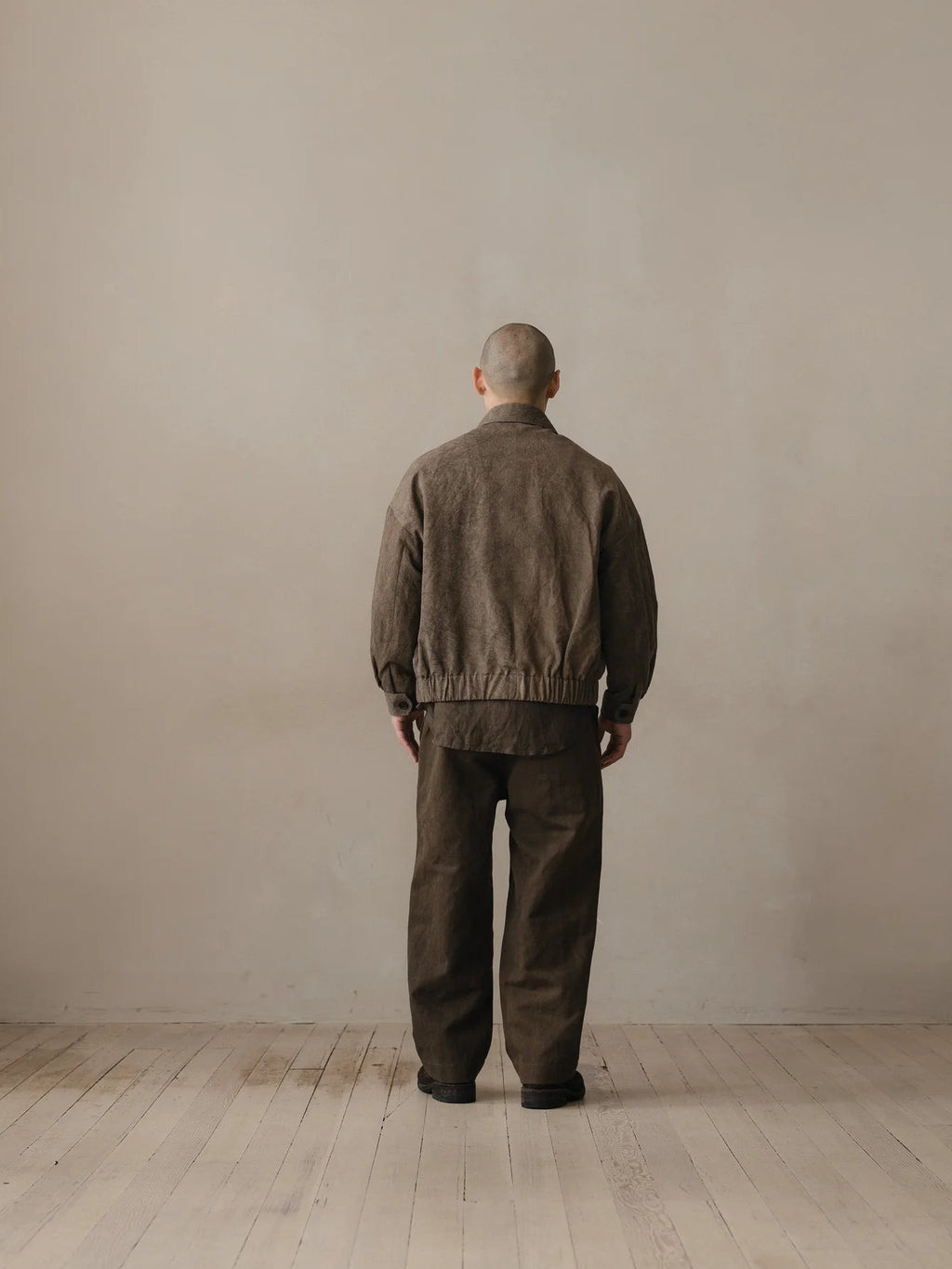 EVAN KINORI ZIP JACKET TWO NATURAL DYE TWILL BROWN
