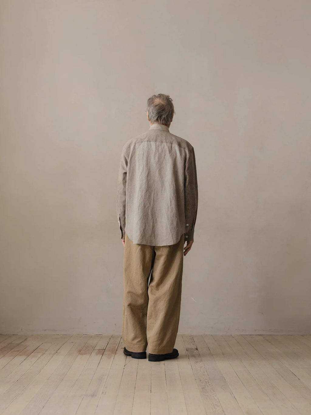 EVAN KINORI BIG SHIRT TWO COLD DYED HEMP DARK BEIGE