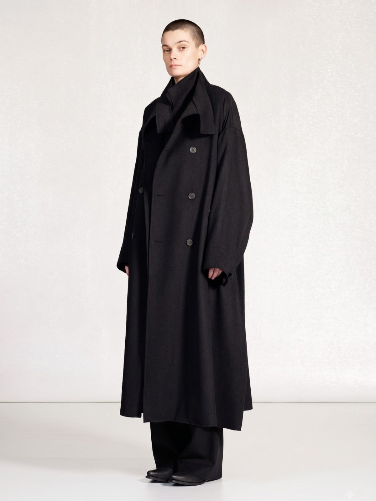 GABRIELA COLL GARMENTS NO.65 HEAVY WOOL OVERSIZED COAT BLACK