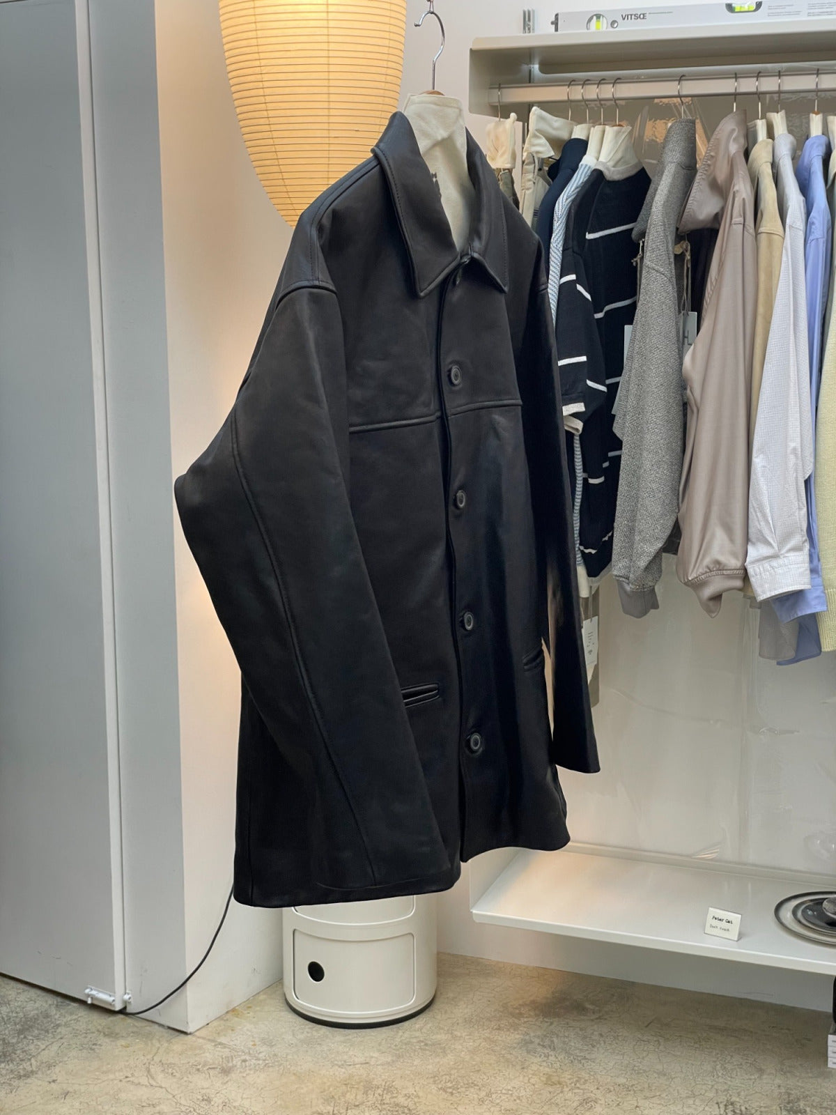 HERILL LAMB LEATHER CAR JACKET BLACK