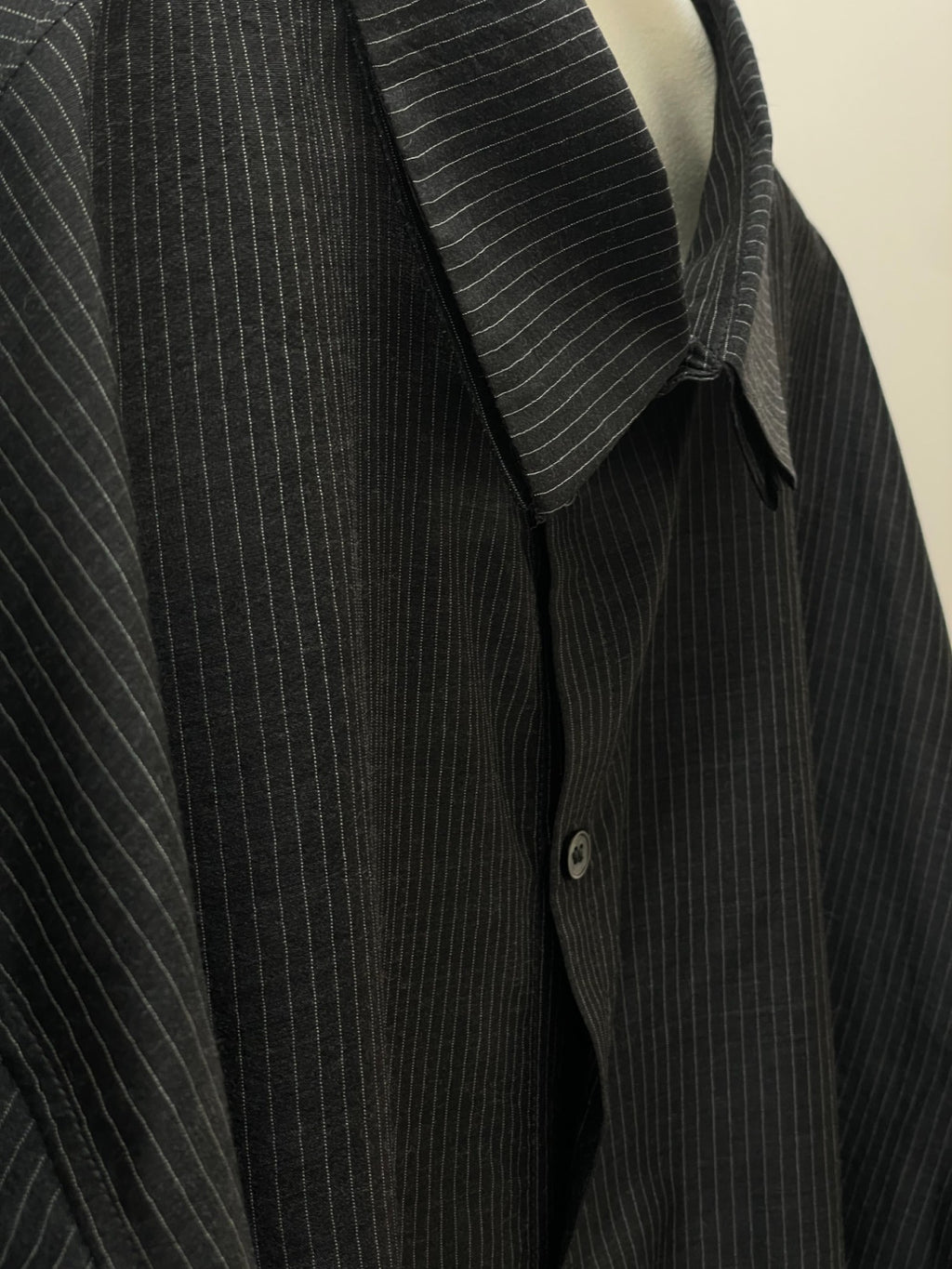 LEA BOBERG SC SHIRT JAPANESE WOOL/SILK BLACK/WHITE STRIPE