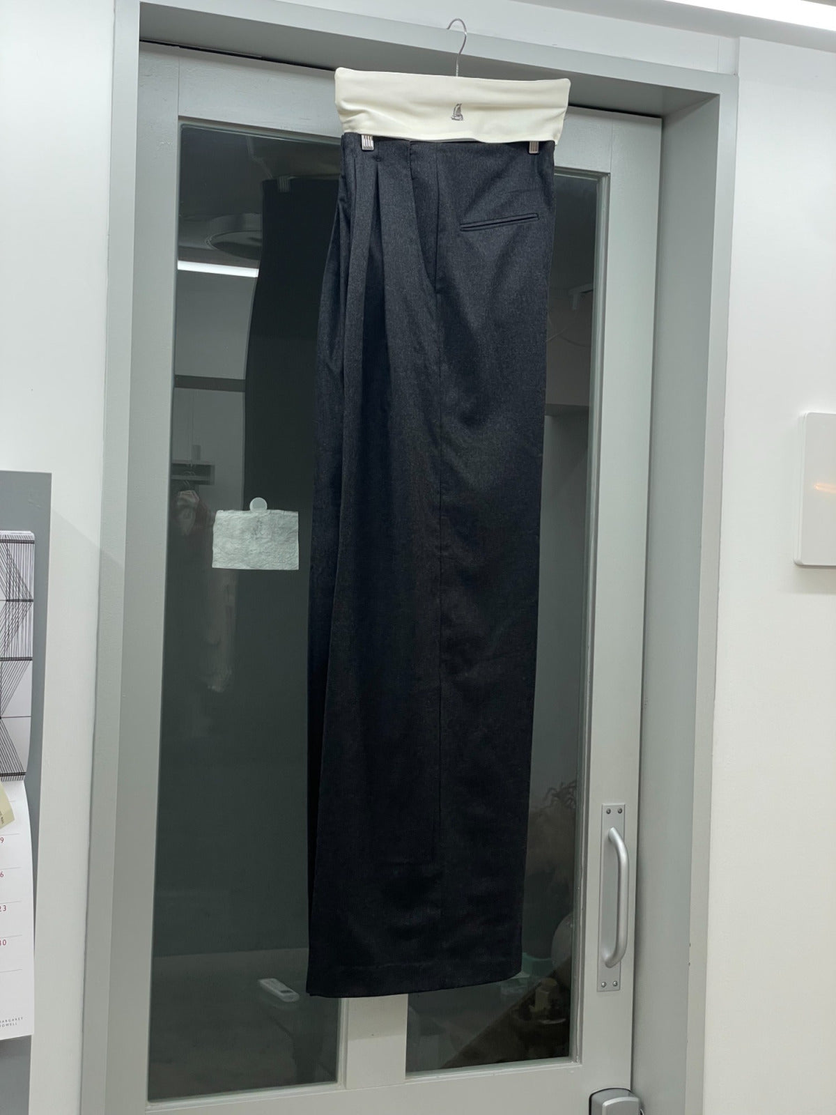DECHAMPS DOUBLE PLEATED PANTS GRY FLANNEL WITHOUT BELTLOOP