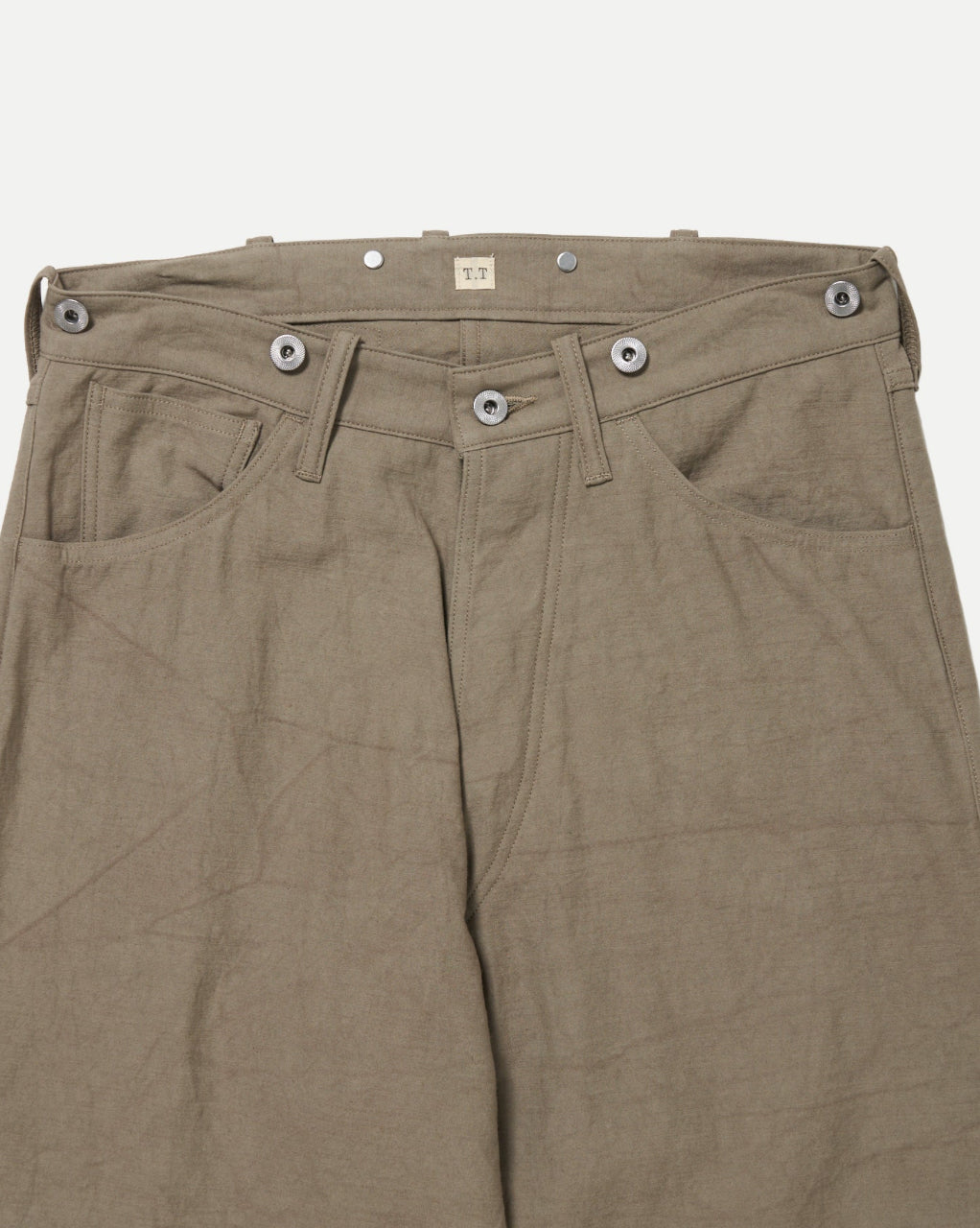 TAIGA TAKAHASHI BUCKLE-BACKED TROUSERS BEIGE