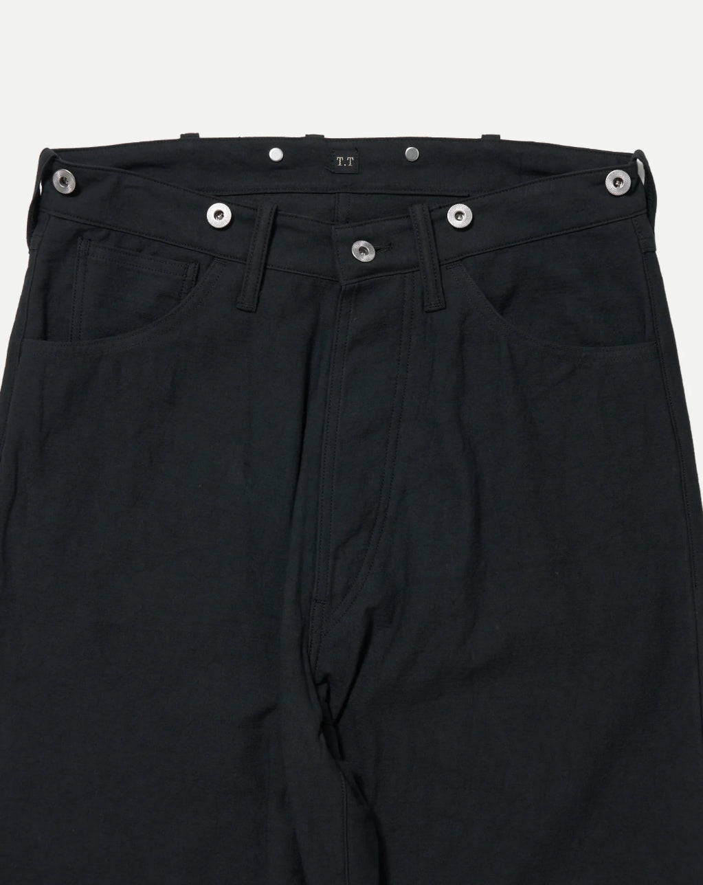 TAIGA TAKAHASHI BUCKLE-BACKED TROUSERS BLACK